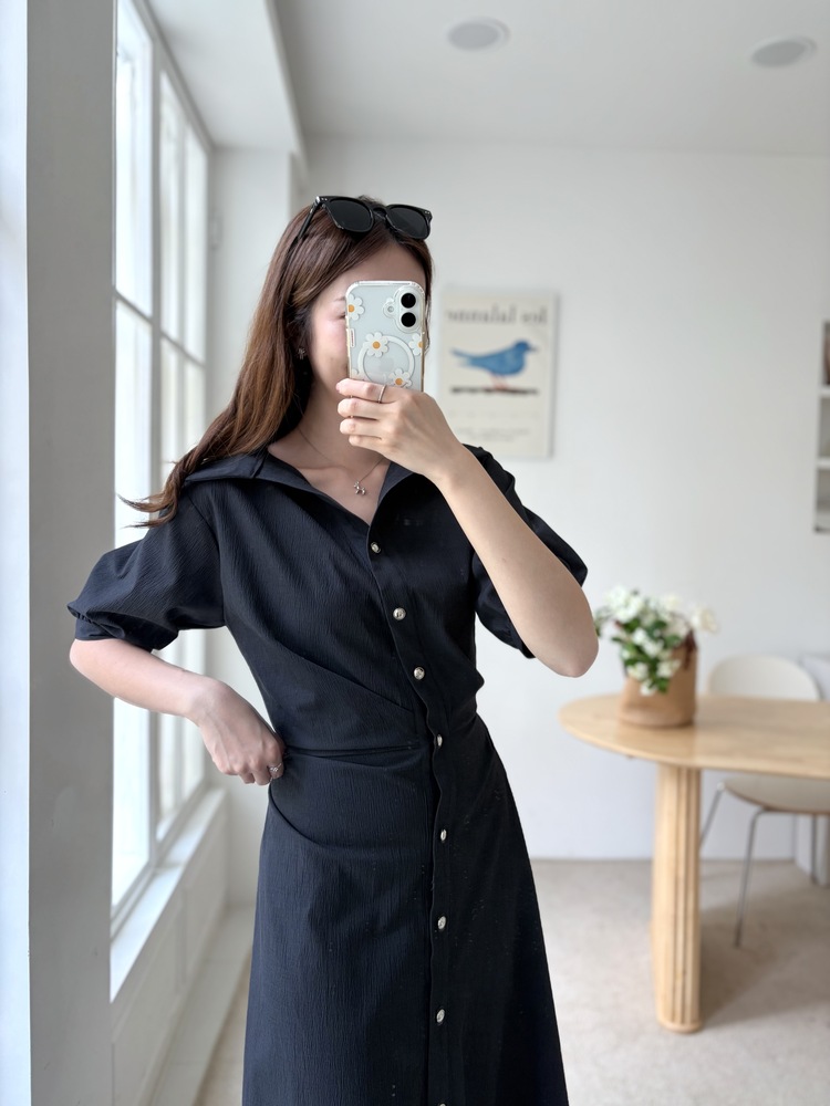Lena Contoured Waist Dress (Navy)