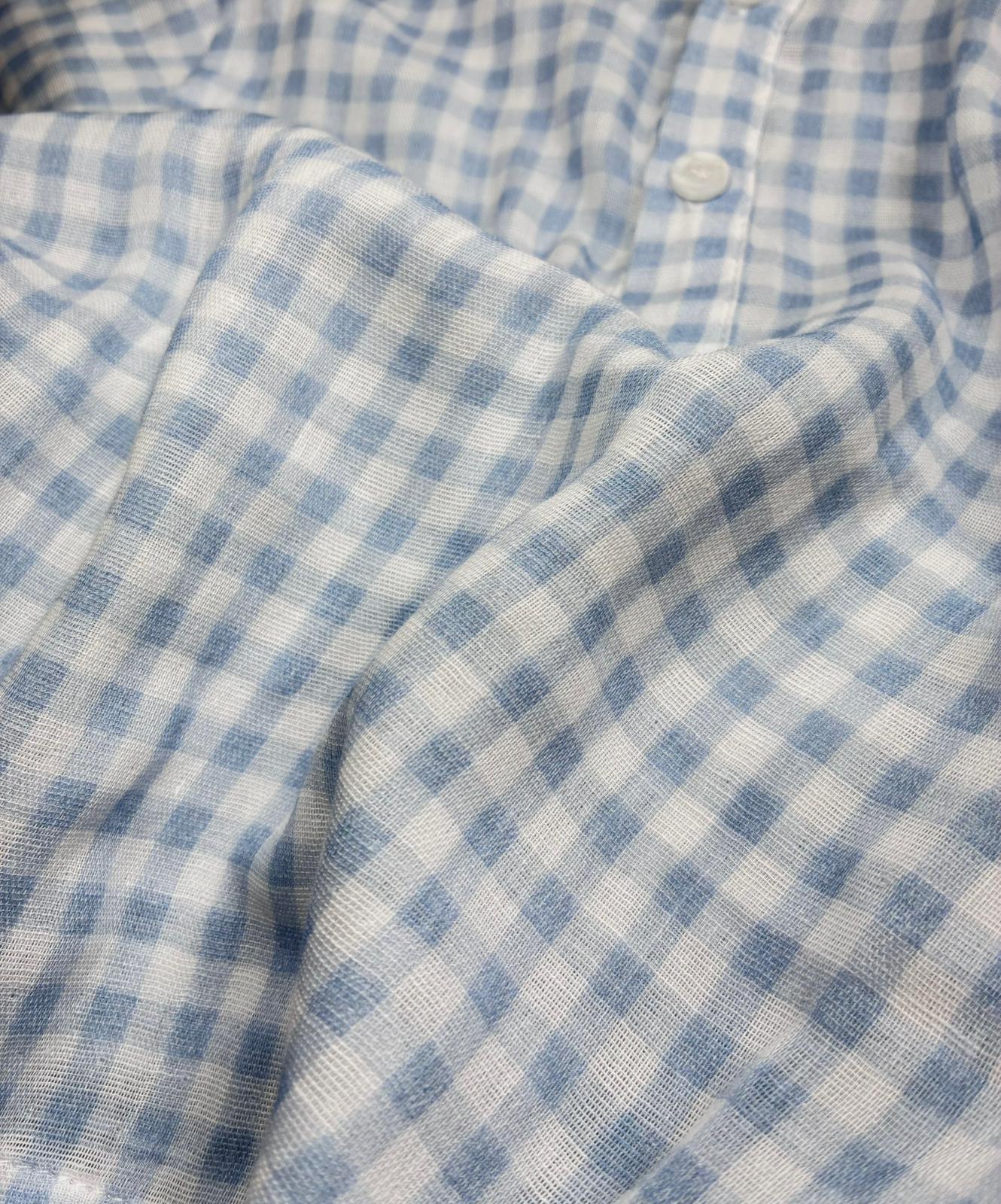 藍白格仔麻棉Hanleys shirt MHY2698