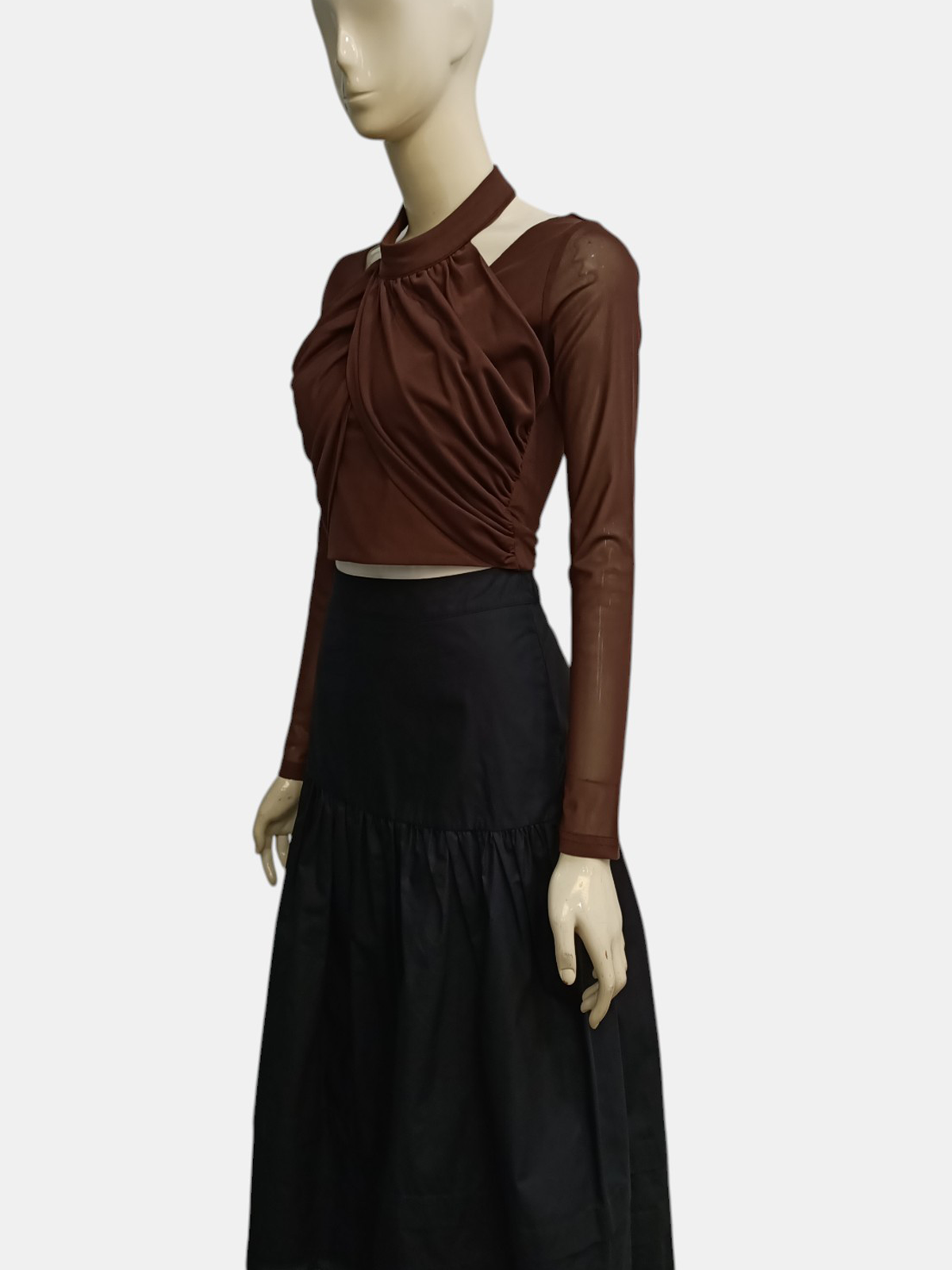 Chic Long Sleeve Halter Blouse Top M218
