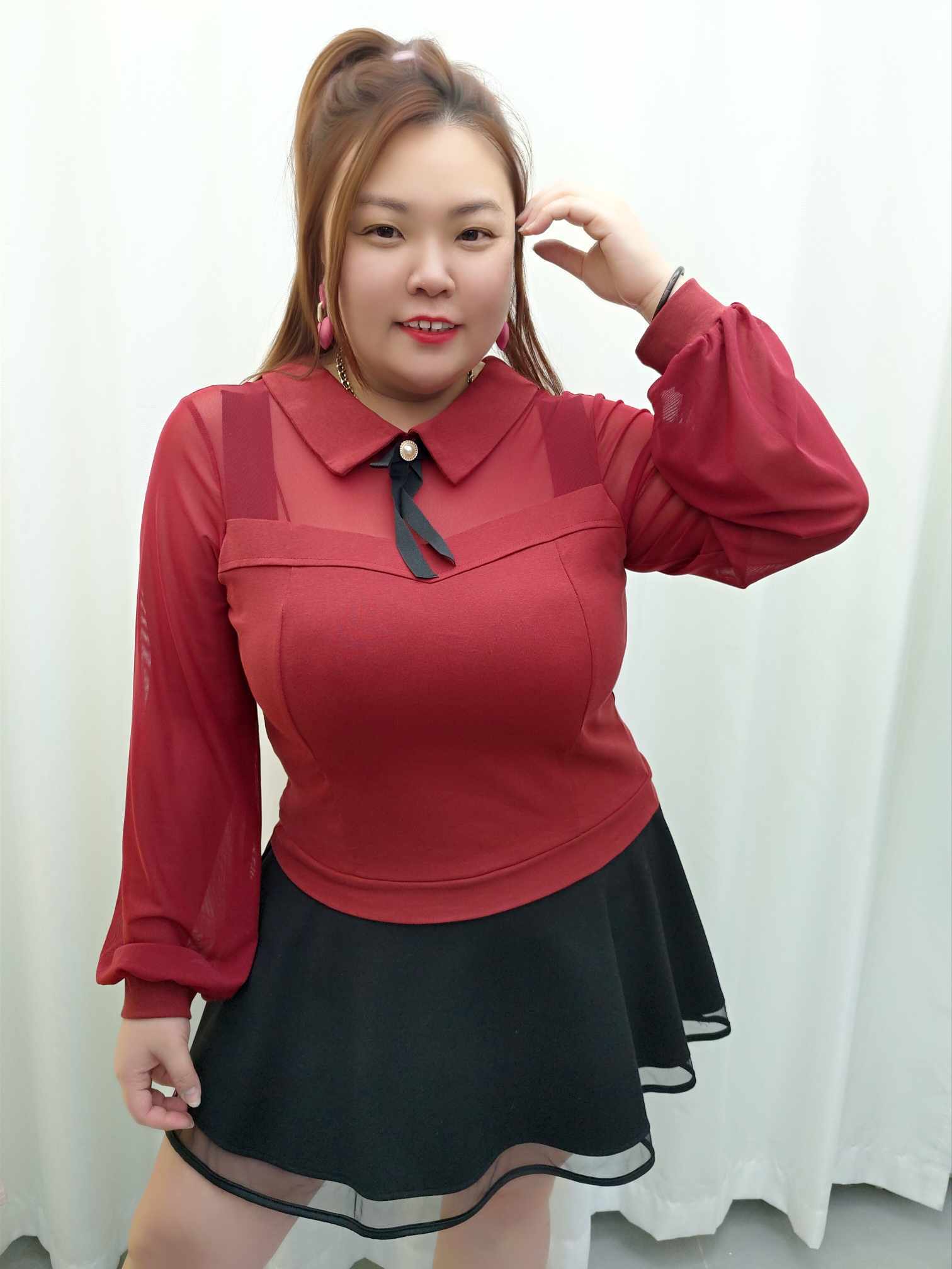 DDA02 8261(B2) 长透网袖附内垫学院风上衣