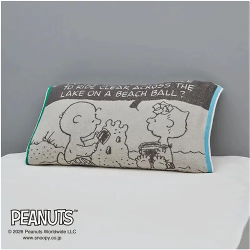 日本直送~新款Snoopy毛巾枕頭套 海灘藍色