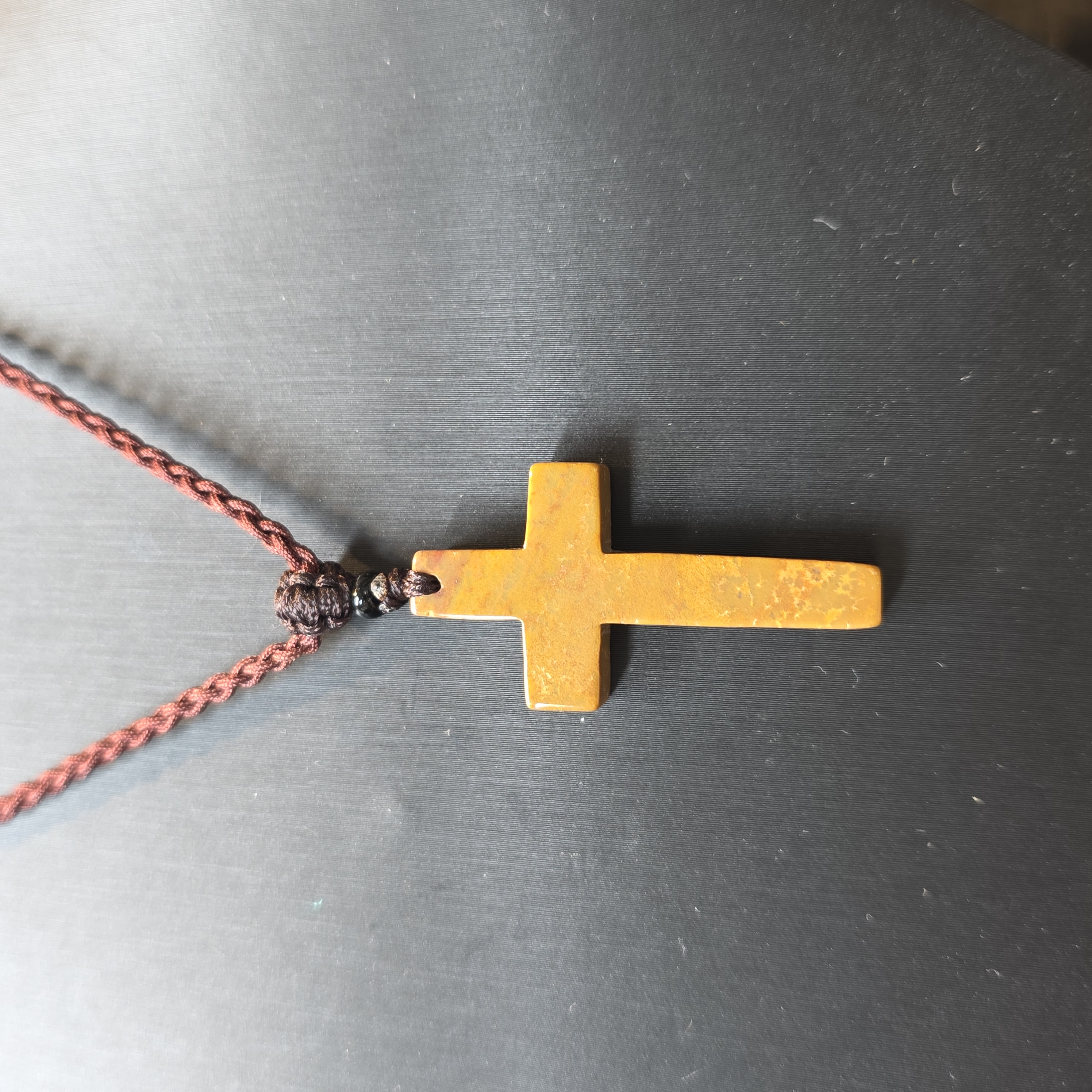 瑪瑙十字架織繩頸鏈