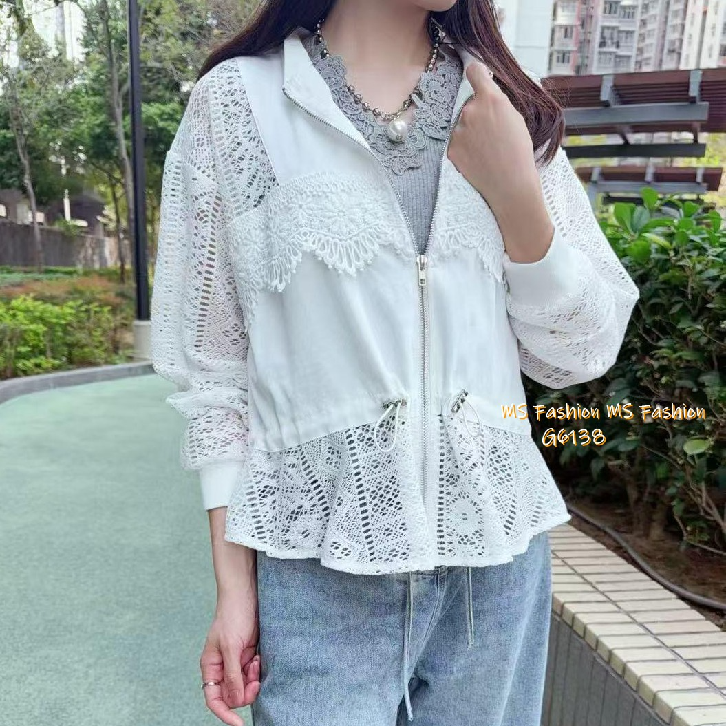 G6138 韓國🇰🇷拼lace薄外套