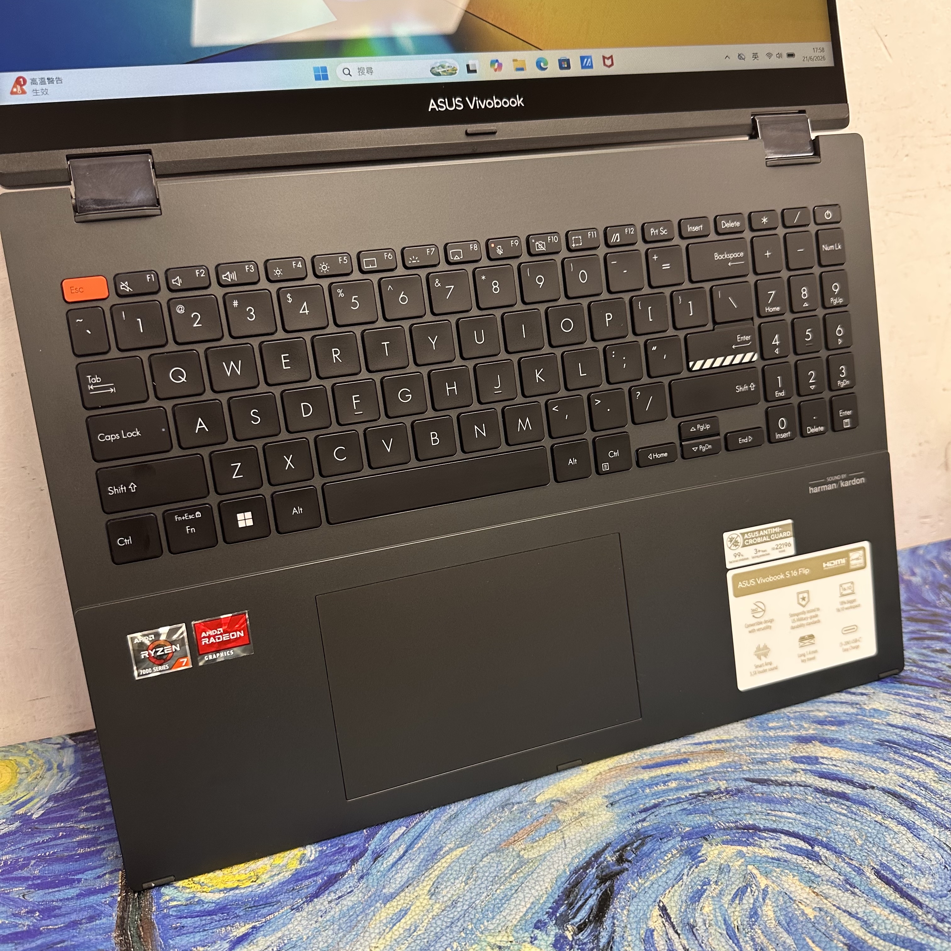 Asus Vivobook 16寸 360度 Touch Mon AMD Ryzen 7 7730U / 16GB Ram / 1TB SSD/Gaming Laptop / Notebook / Movie / YouTube / Netflix / Win11/ Tablet / 平板電腦 / 