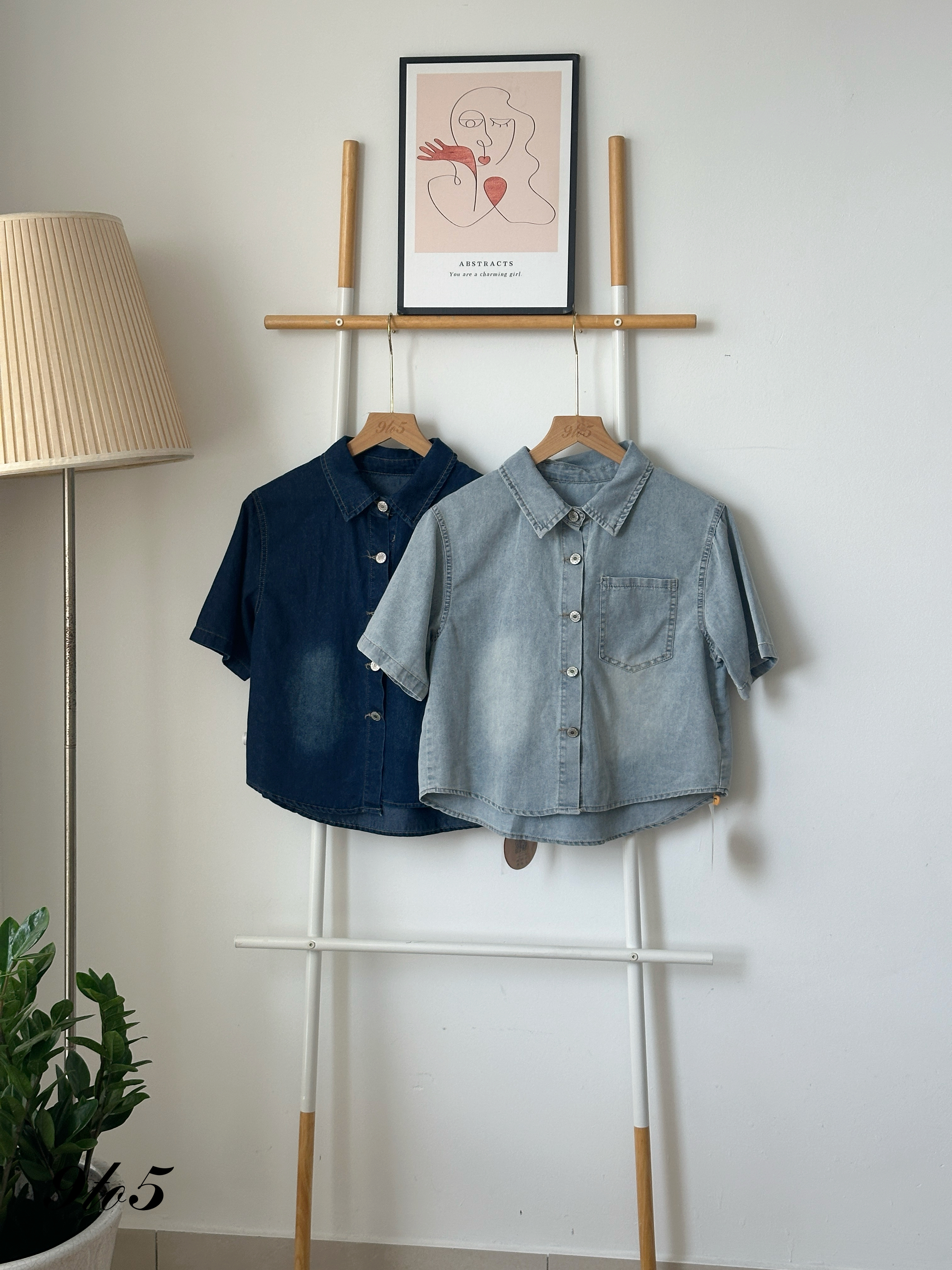 T4126 Vintage Denim Shirt - Dark Blue & Light Blue