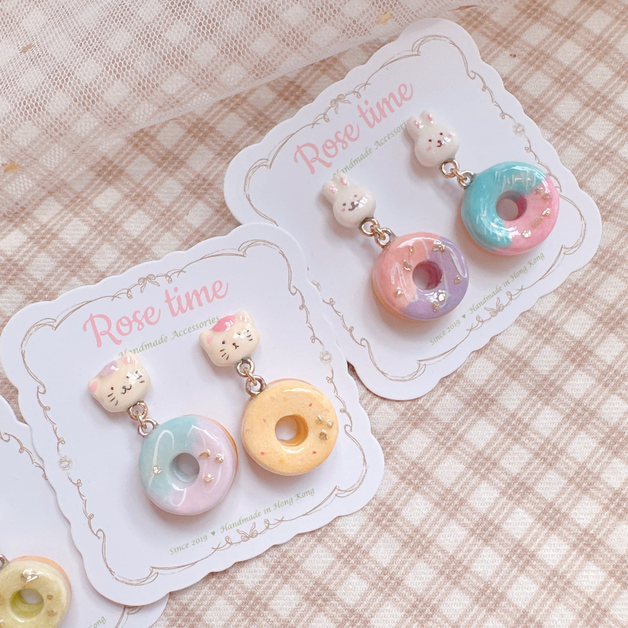 手繪貓兔金冬甩🍩 淺粉色系列
