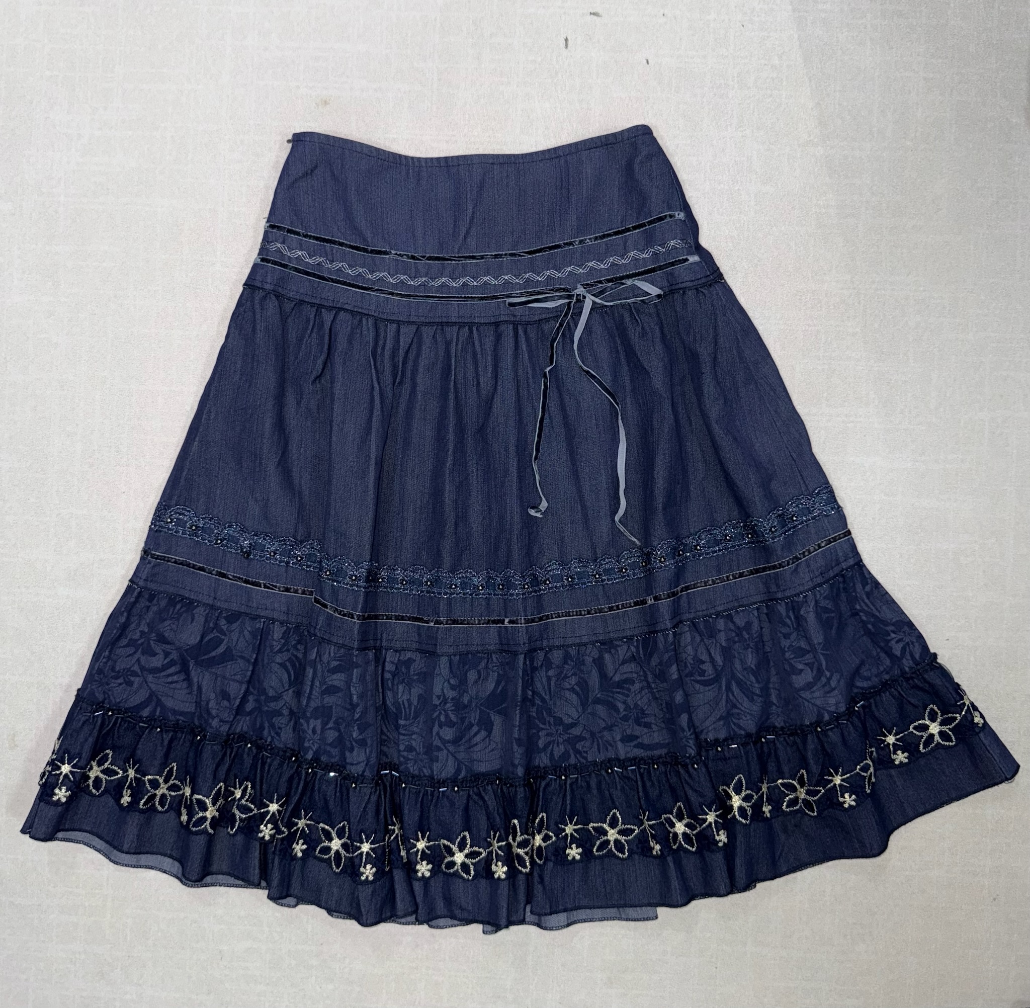 Vintage Indigo Blossom Skirt