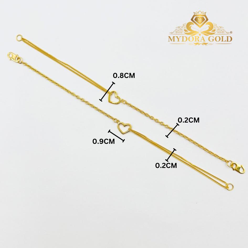 MYDORA Rantai Tangan Sauh Fesyen+ Mini Love Bingkai | Emas 916/22K