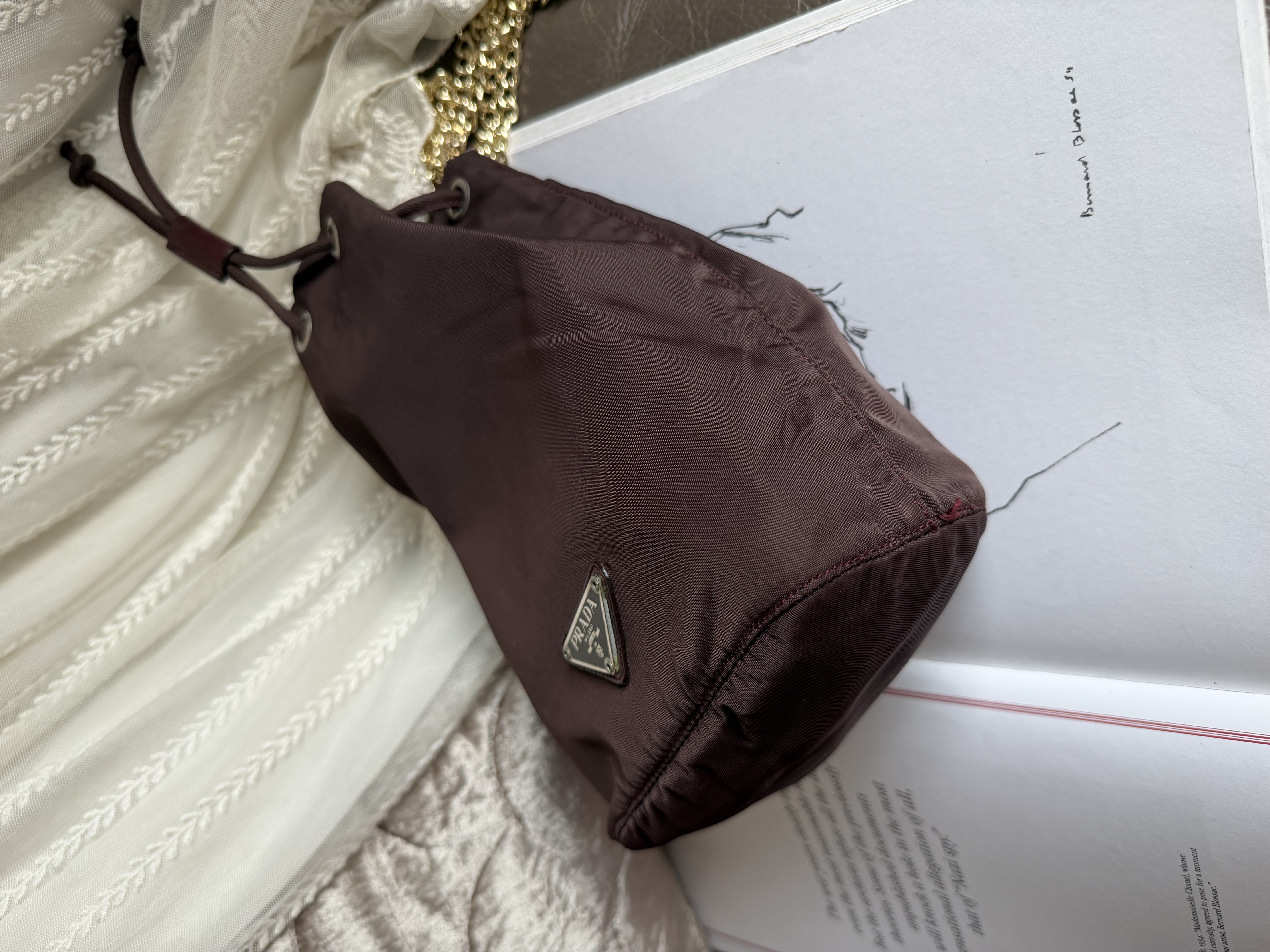 Vintage Prada burgundy Bucket