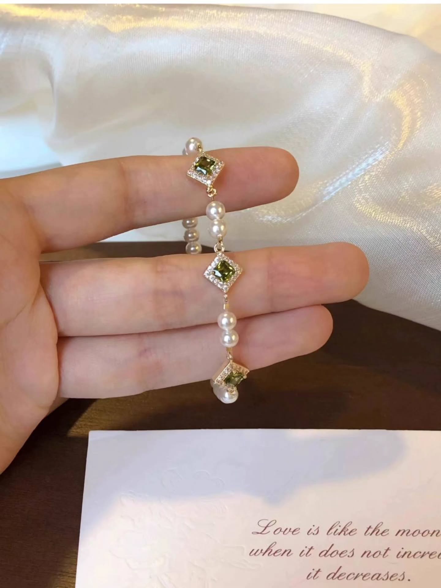 橄榄绿菱形满天星辰手链 🇨🇳