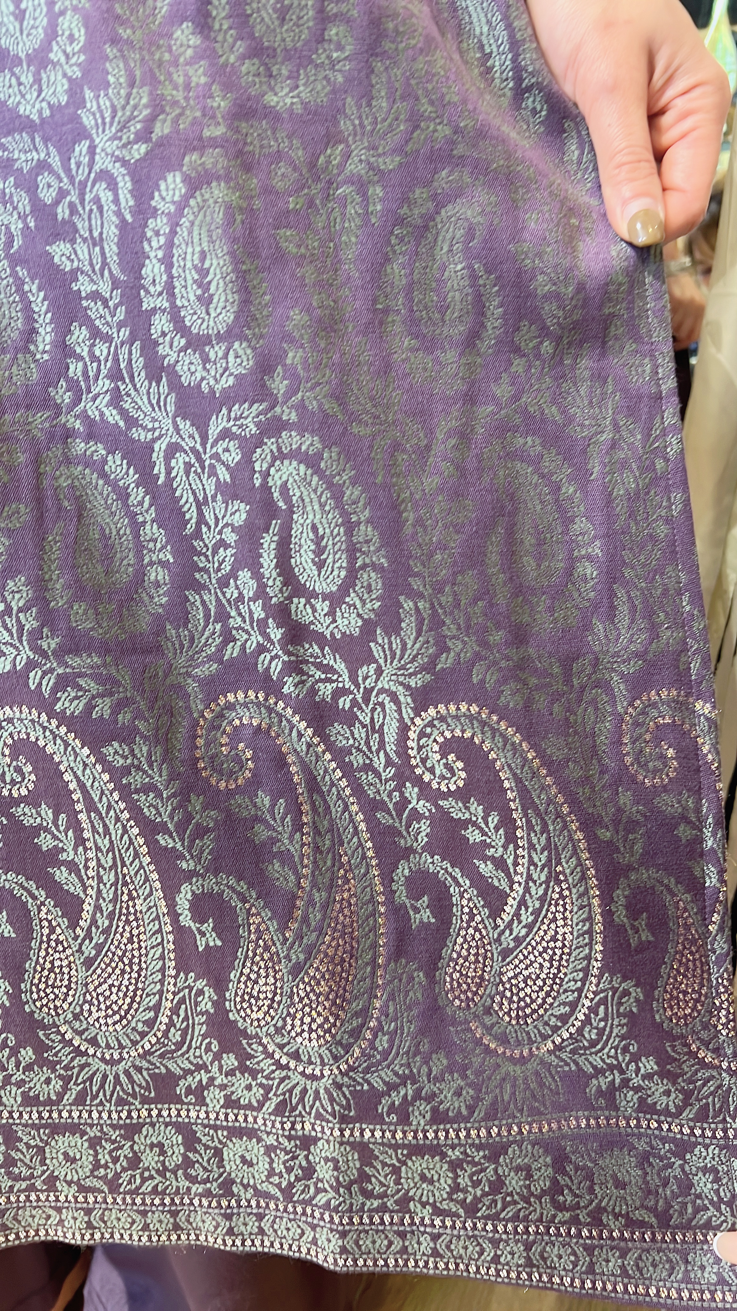 Dark Purple Paisley Set of 2 Kurta + Pants #1003