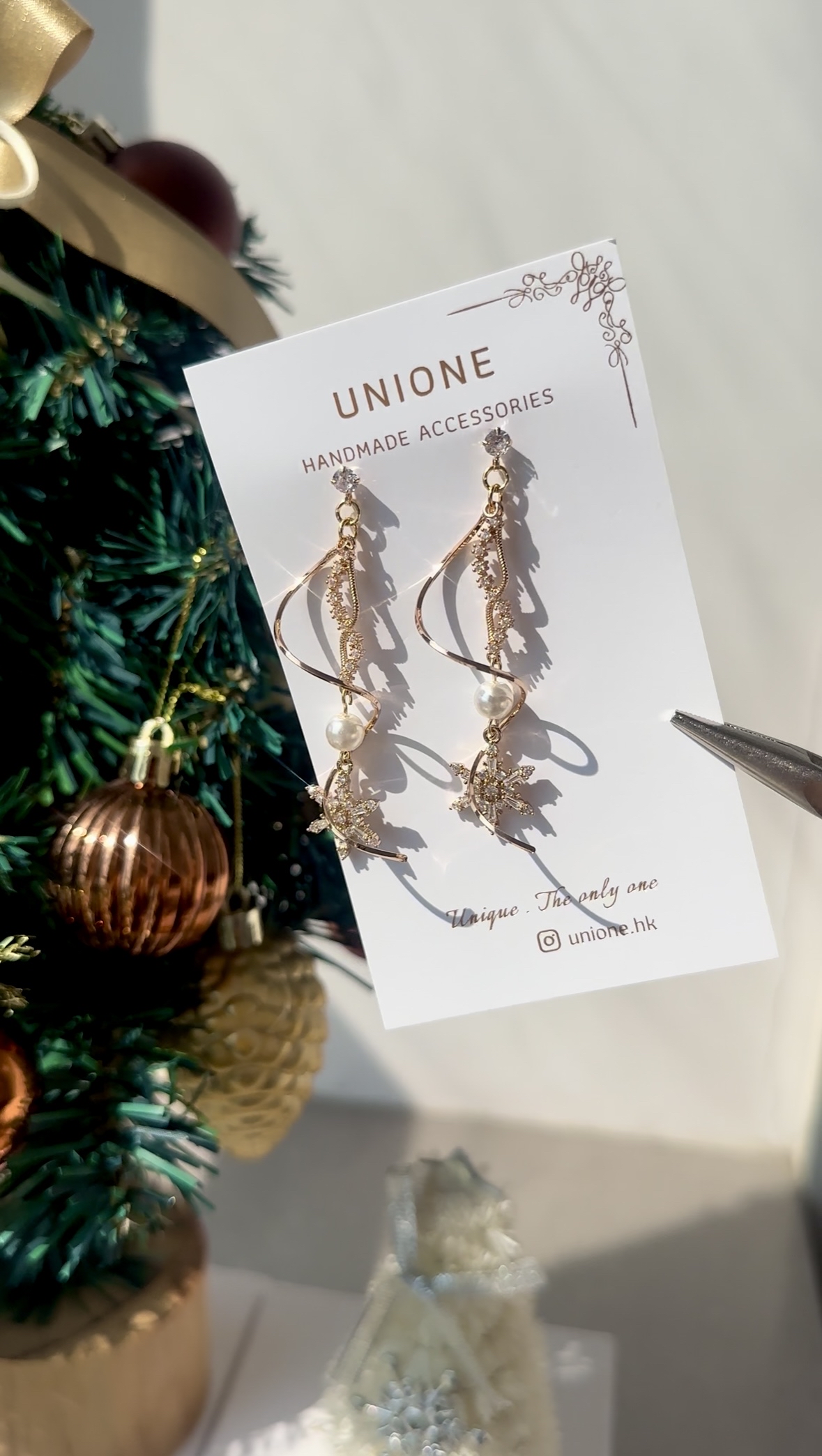 |🎄聖誕組合裝| 旋轉雪花鑽耳環❄️+珍珠雪花手鏈✨