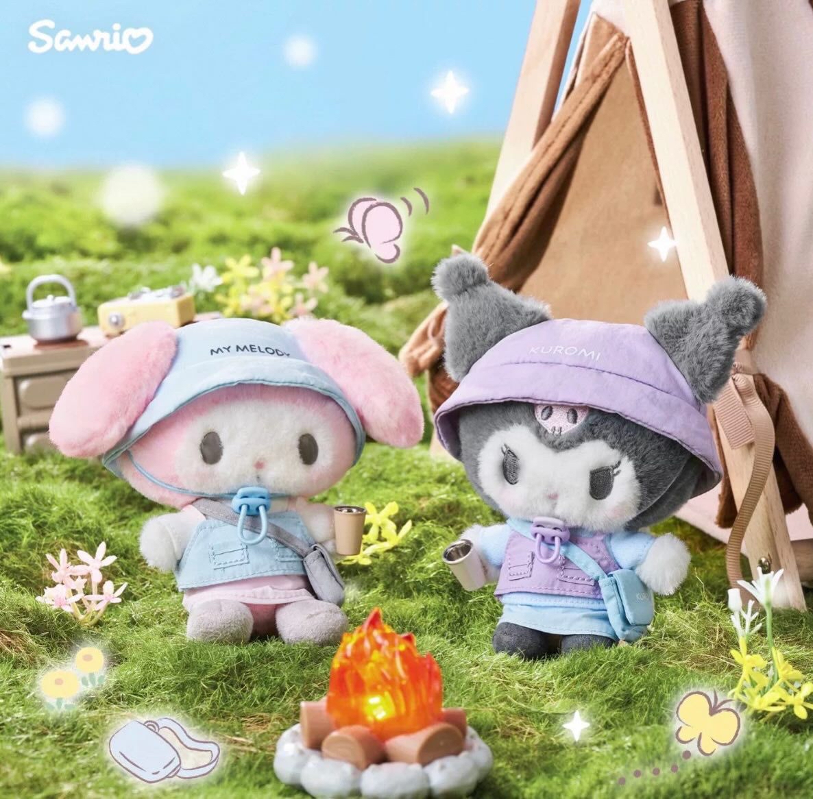 上海限定 Sanrio 春日露營系列新款公仔掛飾/長腿盒裝Kitty / Kitty涼感漁夫帽