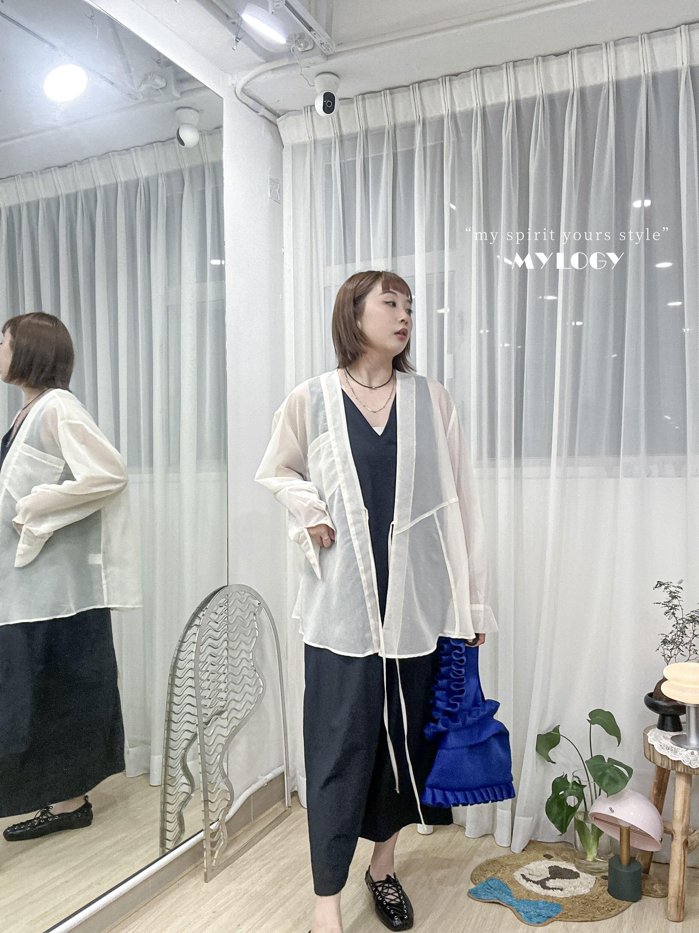 傭懶大人感～小正式透膚甚平(じんべい)風襯衫/外套 VL0001 - 白色 Ivory
