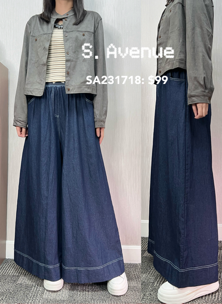 SA231718: 橡筋腰牛仔闊裙褲