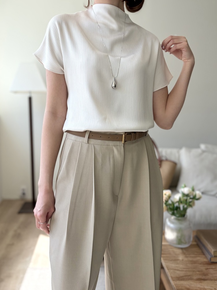 Timeless Pleated Flow Pants (Beige)