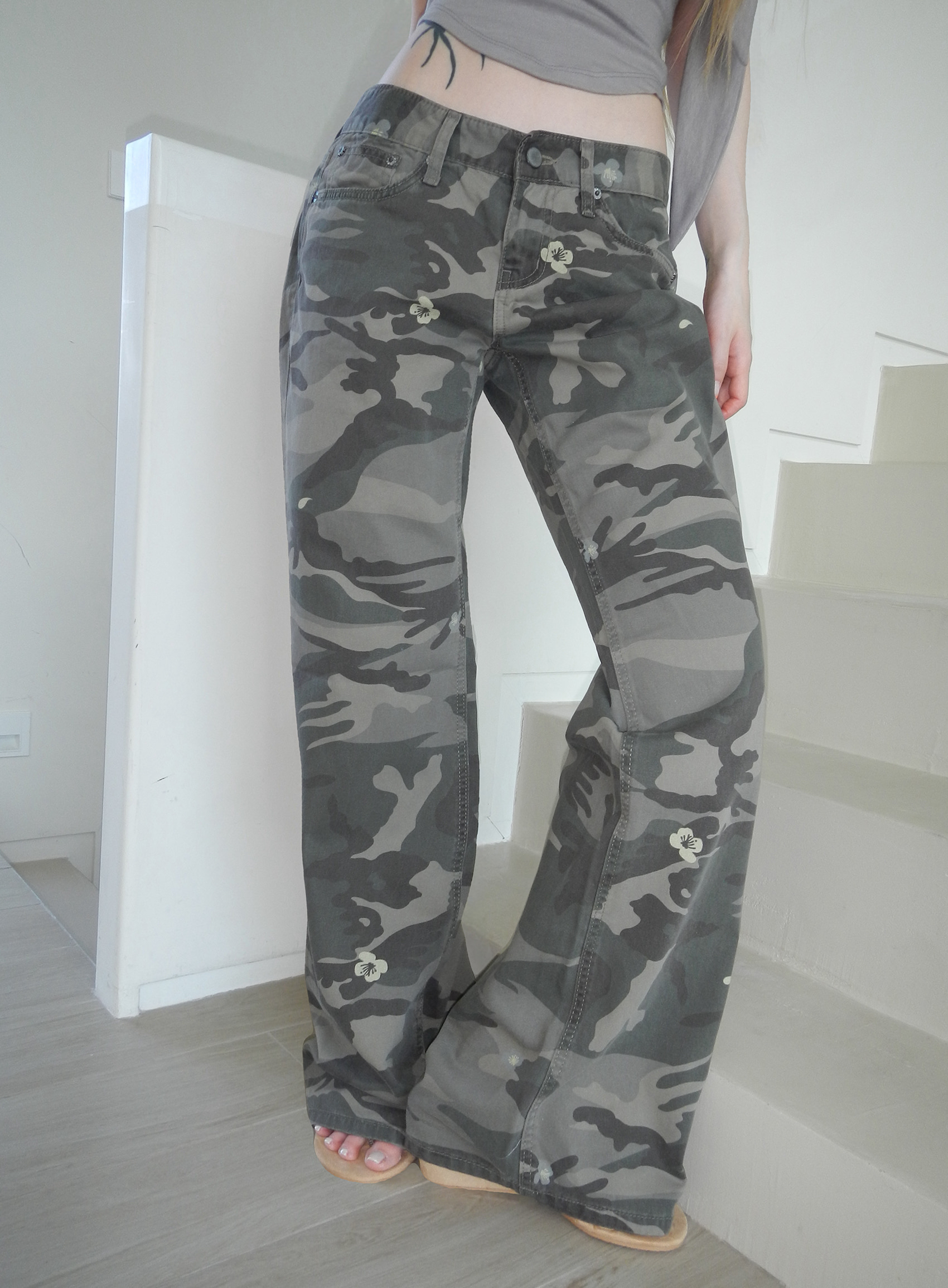 Floral Camo Wide Leg Pants