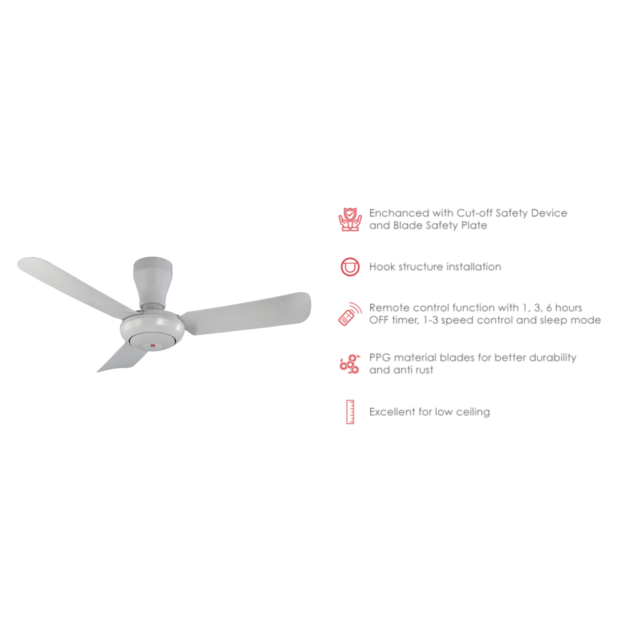 KDK 44" Baby Fan Grey (K11ZF-GY)