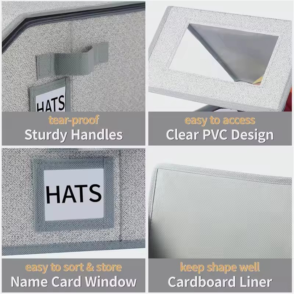 帽子防塵收納盒  帽子儲物盒 棒球帽 鴨舌帽 大容量拉鏈盒 多功能儲物盒 灰色 [平行進口] HK2674