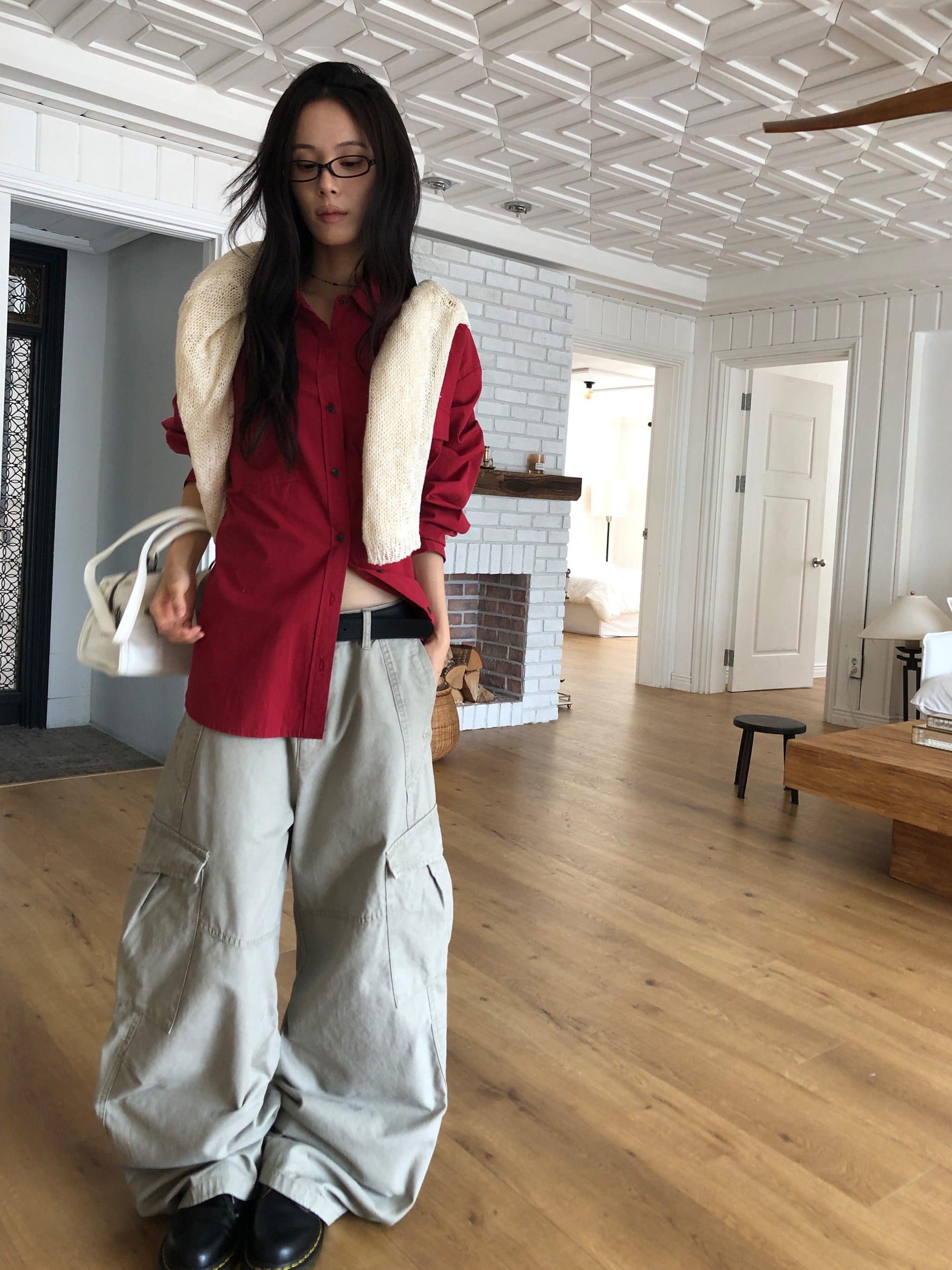 Cotton Wide-Leg Cargo Pants