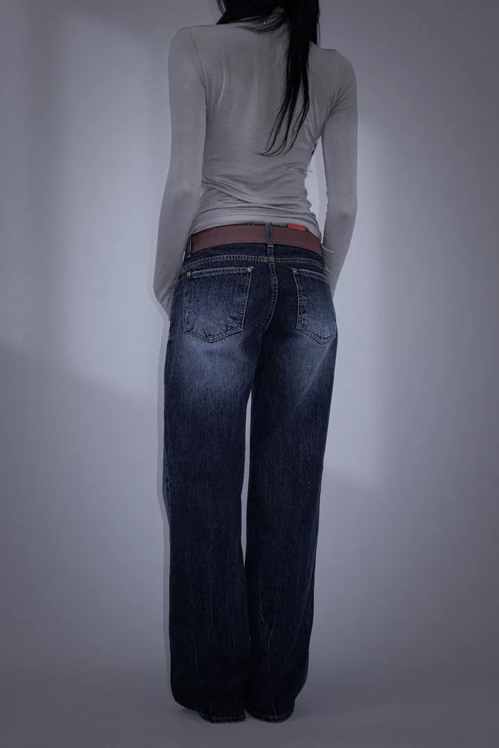Low-Rise Washed Denim