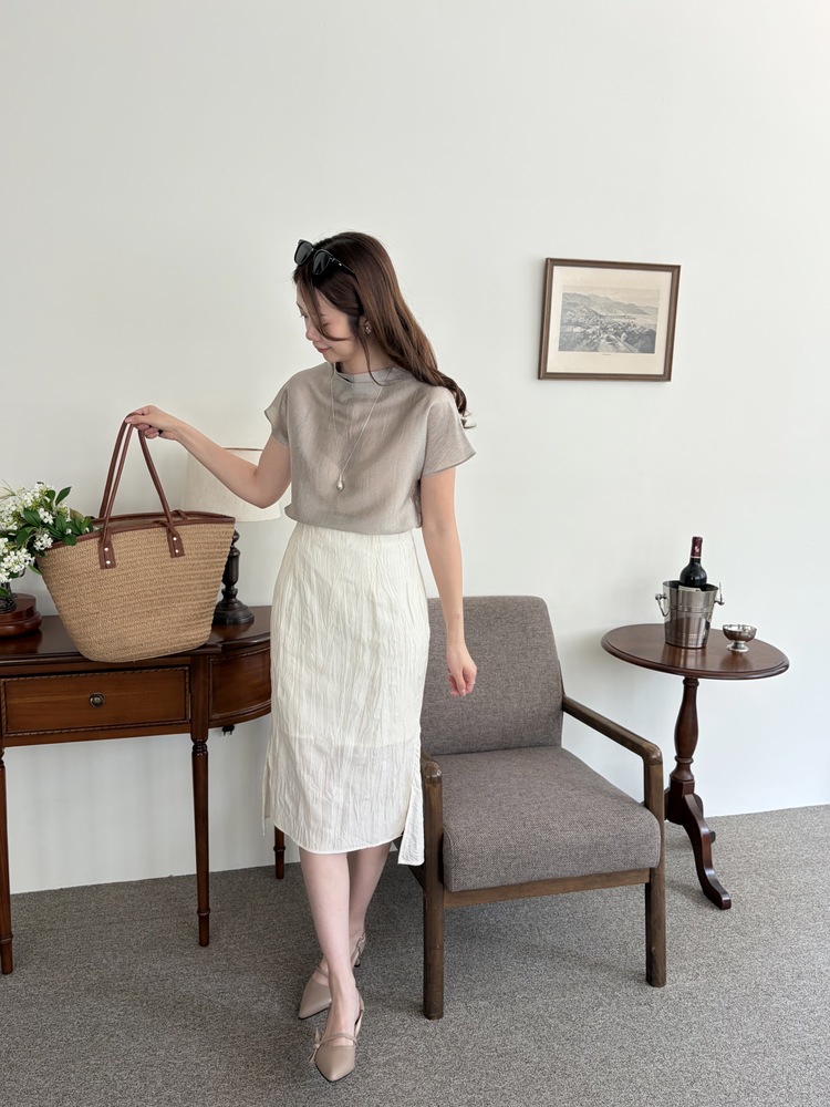 Odette Sheen Top (Silver Grey)