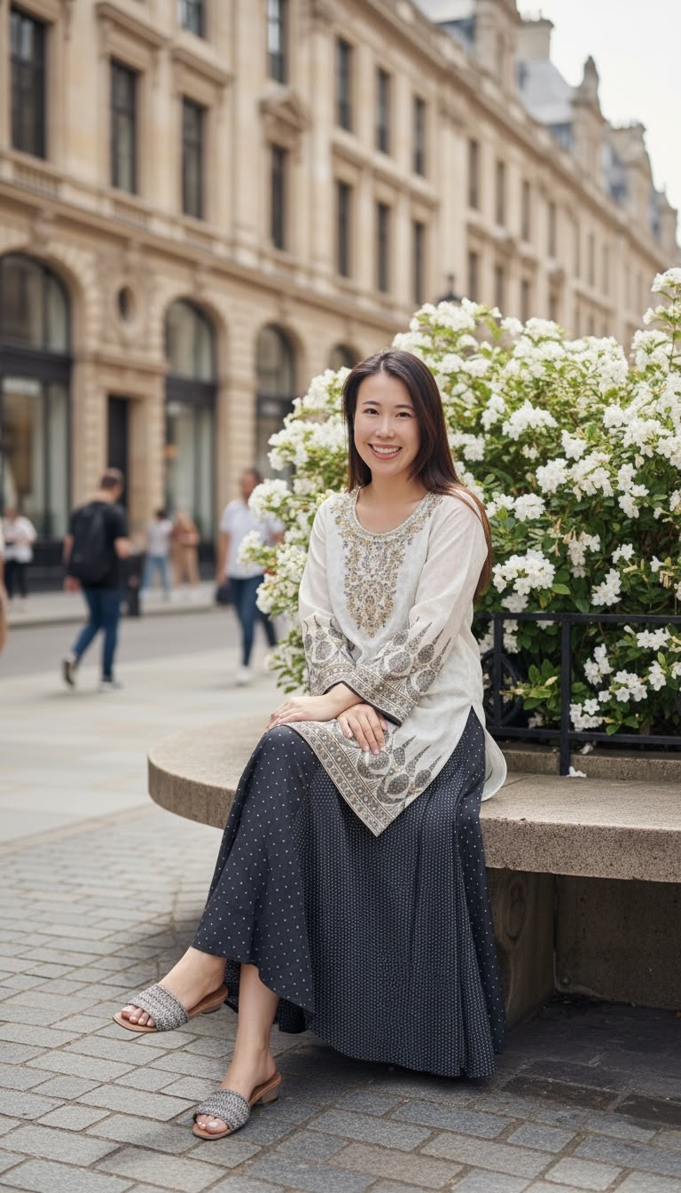 2619 Light Gery Traditional Golden Emb. Kurta