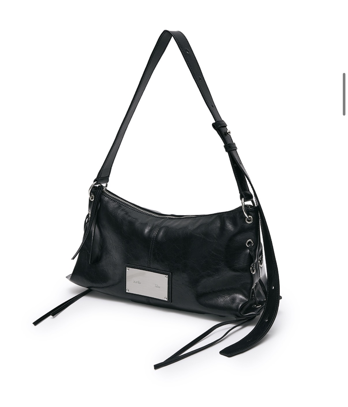 MATIN KIM特價場 EYELET SHIRRING SHOULDER BAG IN BLACK