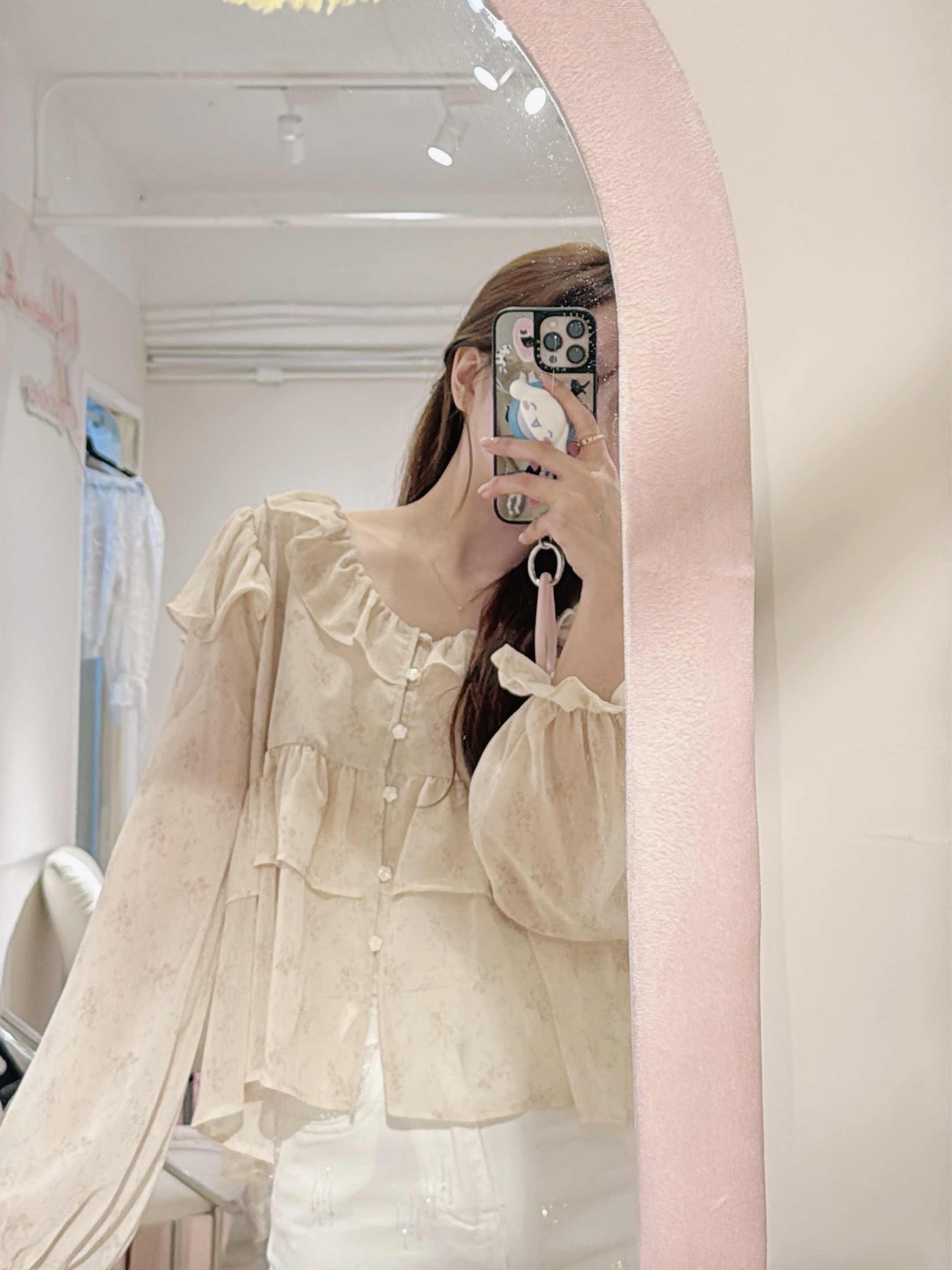 Spring Floral Ruffle Blouse