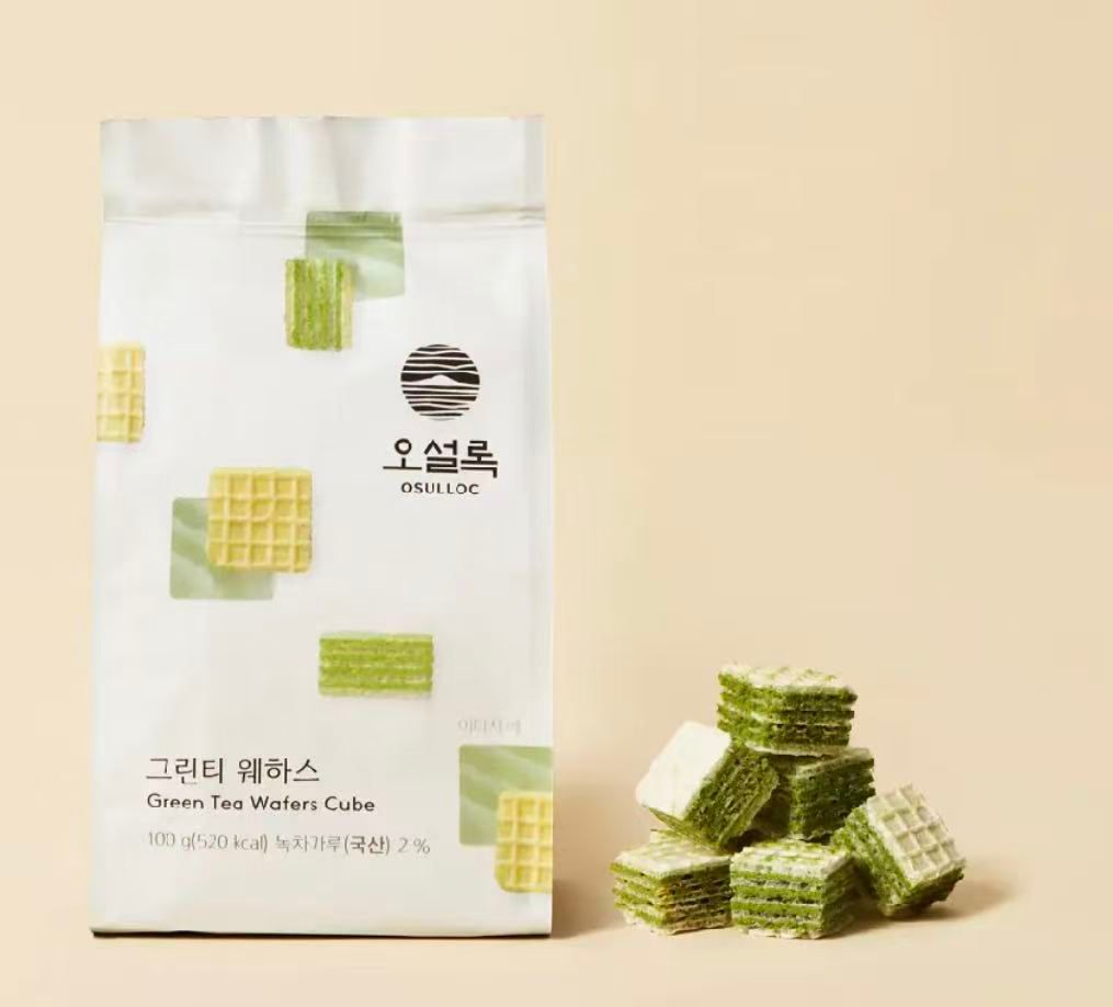 韓國 OSULLOC 香濃綠茶威化餅 100g/包｜Green Tea Wafers Cube