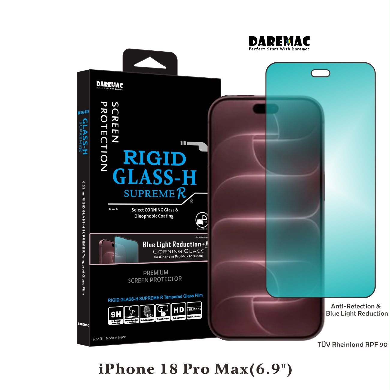 Daremac AR抗反射+萊恩藍光康寧玻璃 RDF90 For iPhone18Pro/18ProMax