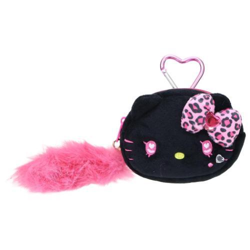 Sanrio Hello Kitty- 掛件置物袋 黑皮粉紅豹紋
