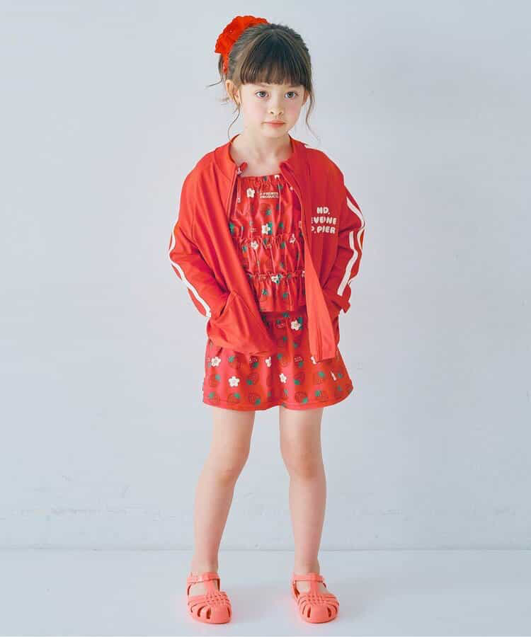 🇯🇵預訂 日本直送🇯🇵p.premier四色標籤圖案印花褶皺上衣和裙擺分體泳衣