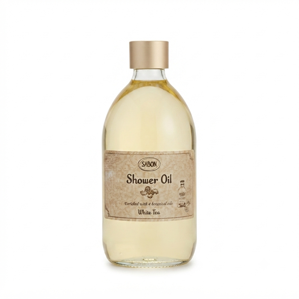 Sabon 白茶沐浴油 500ml 配泵頭| 頂級植物油修護、純淨清透香氣、保濕滋潤、極簡高級感、居家 SPA 必備