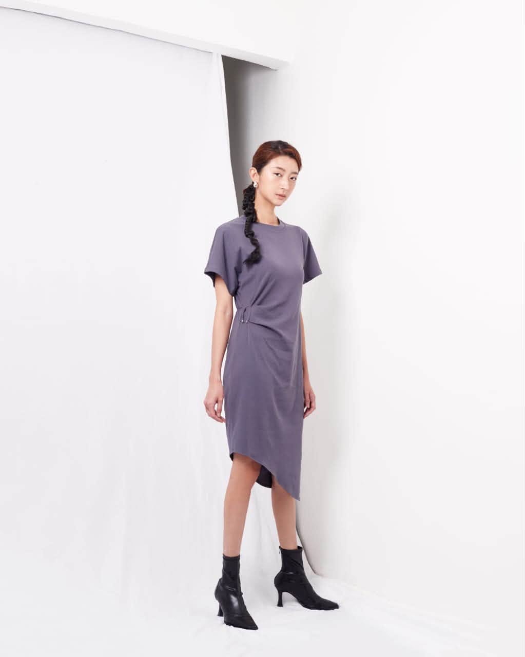 VIL-SD886021 ASYMMETRIC SOFT COTTON DRESS