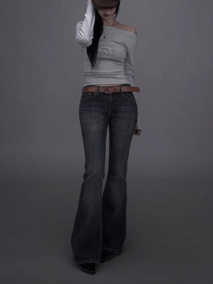 Washed Low-Rise Bootcut Denim