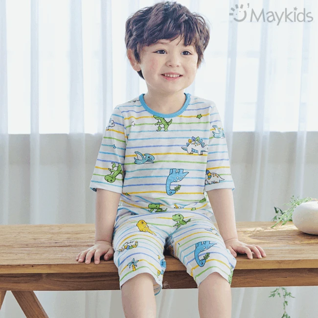 Maykids 7分袖家居服 (彩虹恐龍)