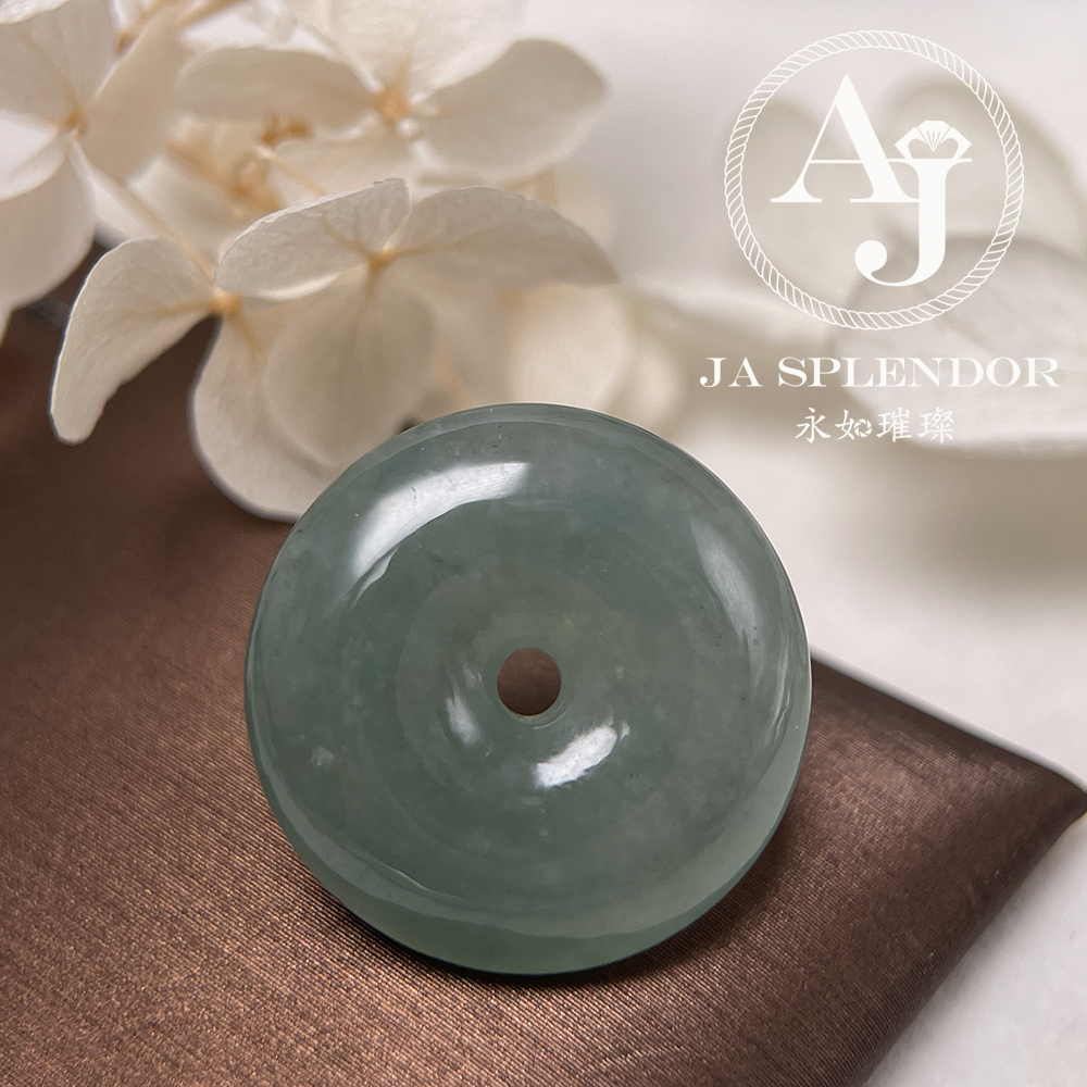 JN-180 天然翡翠A玉 高冰滿綠平安扣