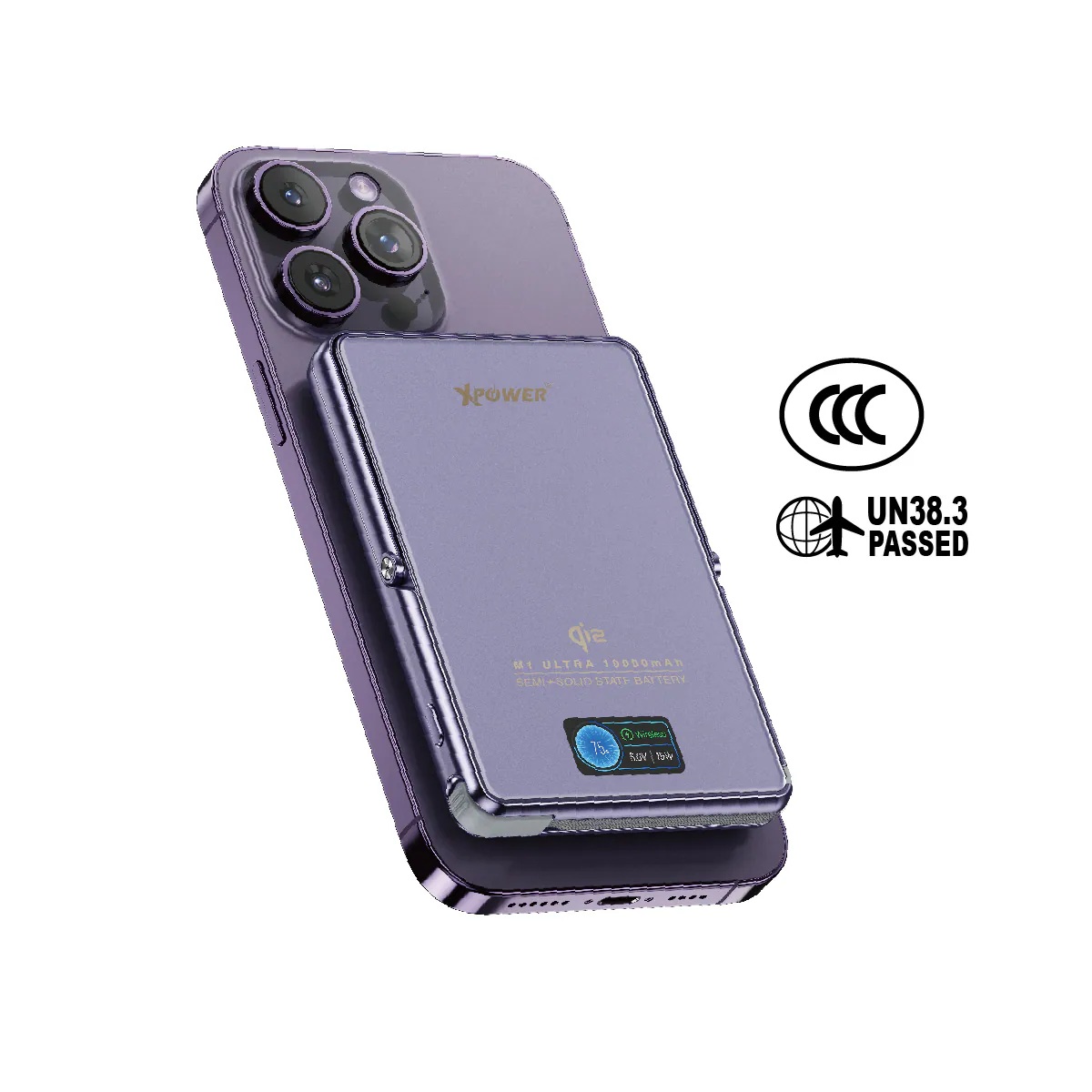 (3C可追溯二維碼)XPower M1 Ultra半固態3C版TFT 彩屏顯示 QI2 Magcharge 10000mAh磁吸行動電源