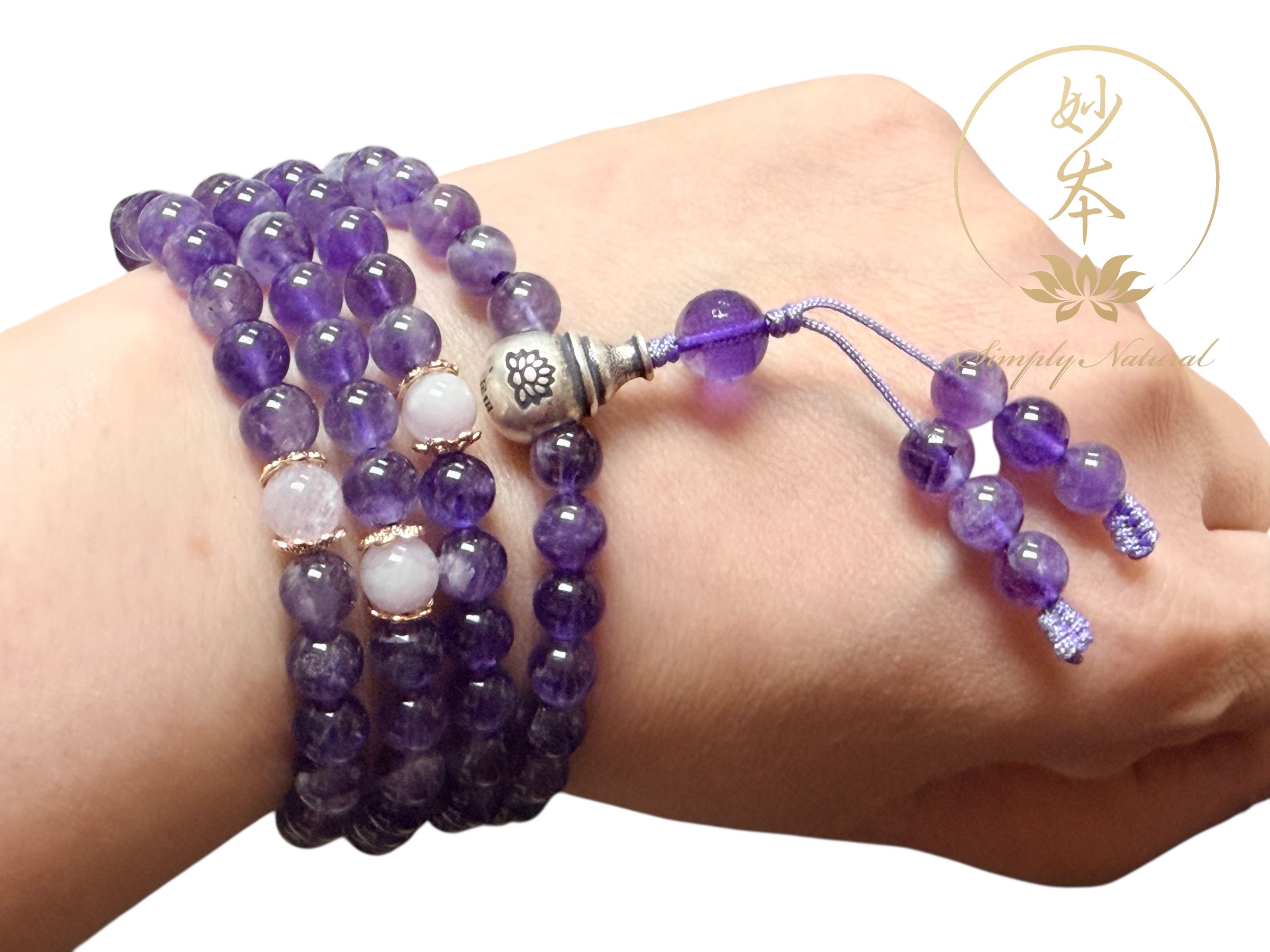 6mm 108粒紫水晶念珠 配：紫水晶心經、紫鋰輝