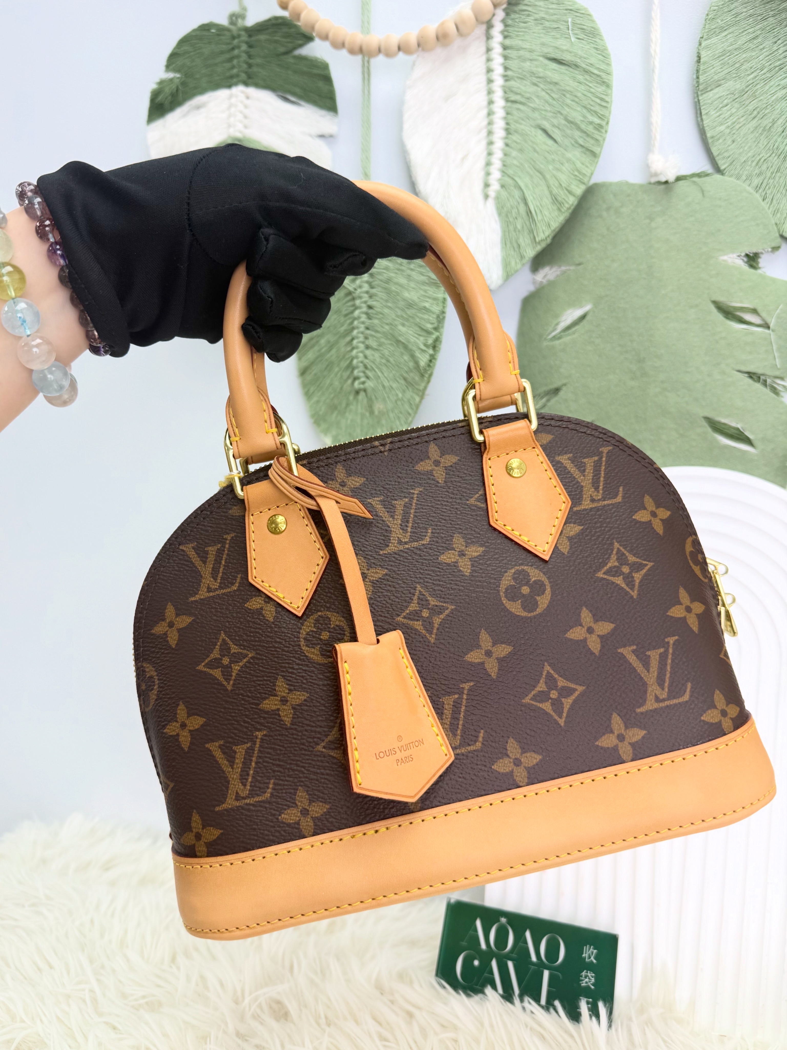 LV 🤍PRE OWNED Alma BB 啡色老花貝殼包 晶片款🤎