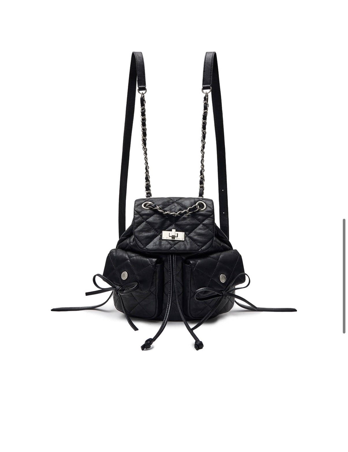 MATIN KIM 特價場 DOUBLE POCKET QUILTING MINI BACKPACK IN BLACK