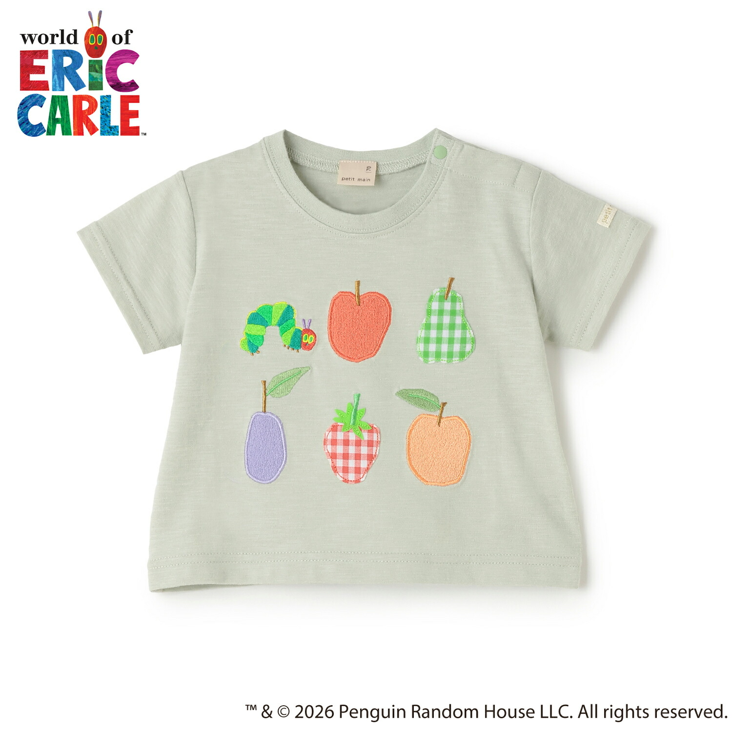 🇯🇵預訂 日本直送🇯🇵Petit Main x 好餓的毛毛蟲系列兩色水果刺繡貼花短袖T恤