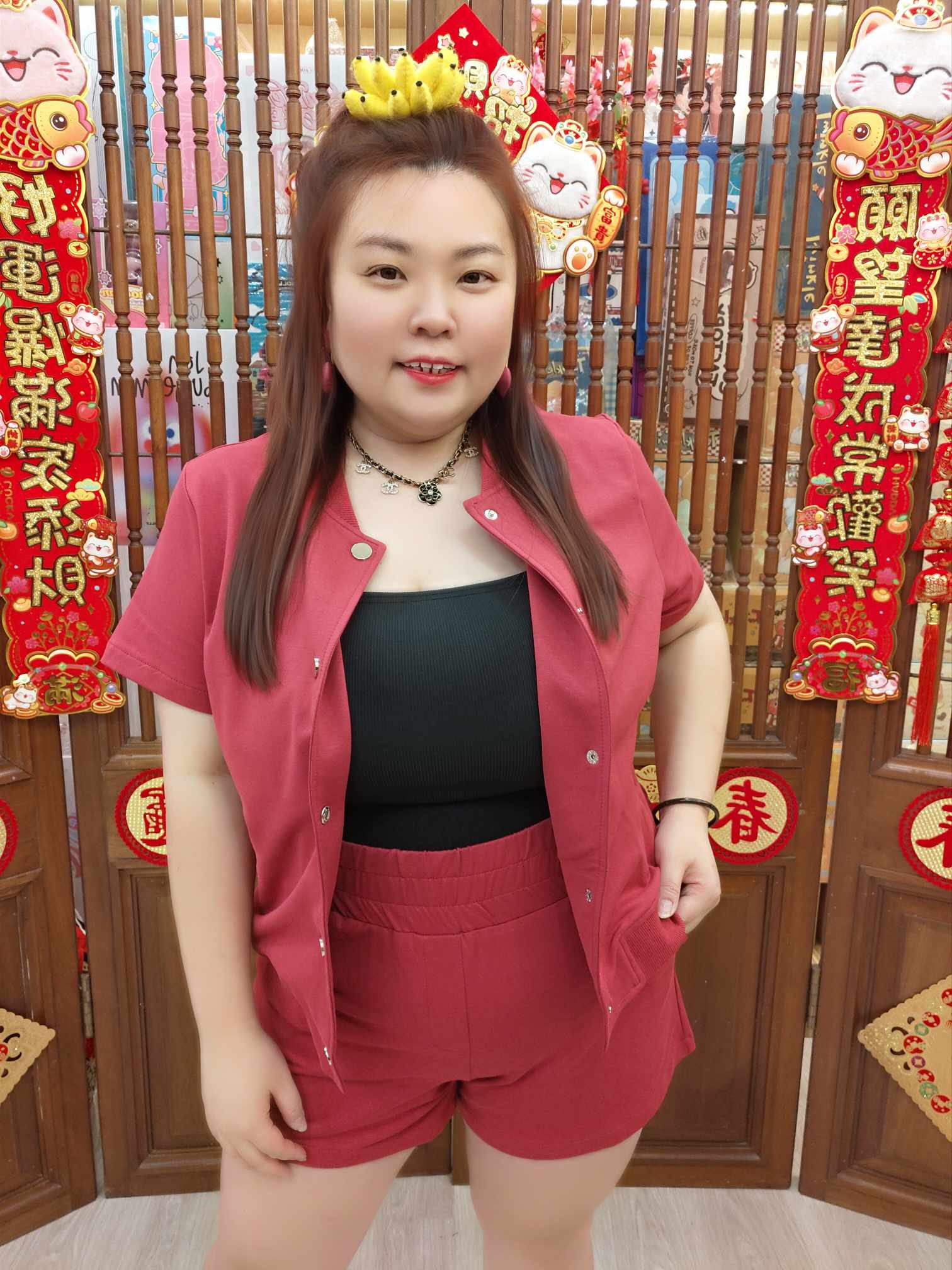 NBD05 K6697 排扣上衣裤子套装