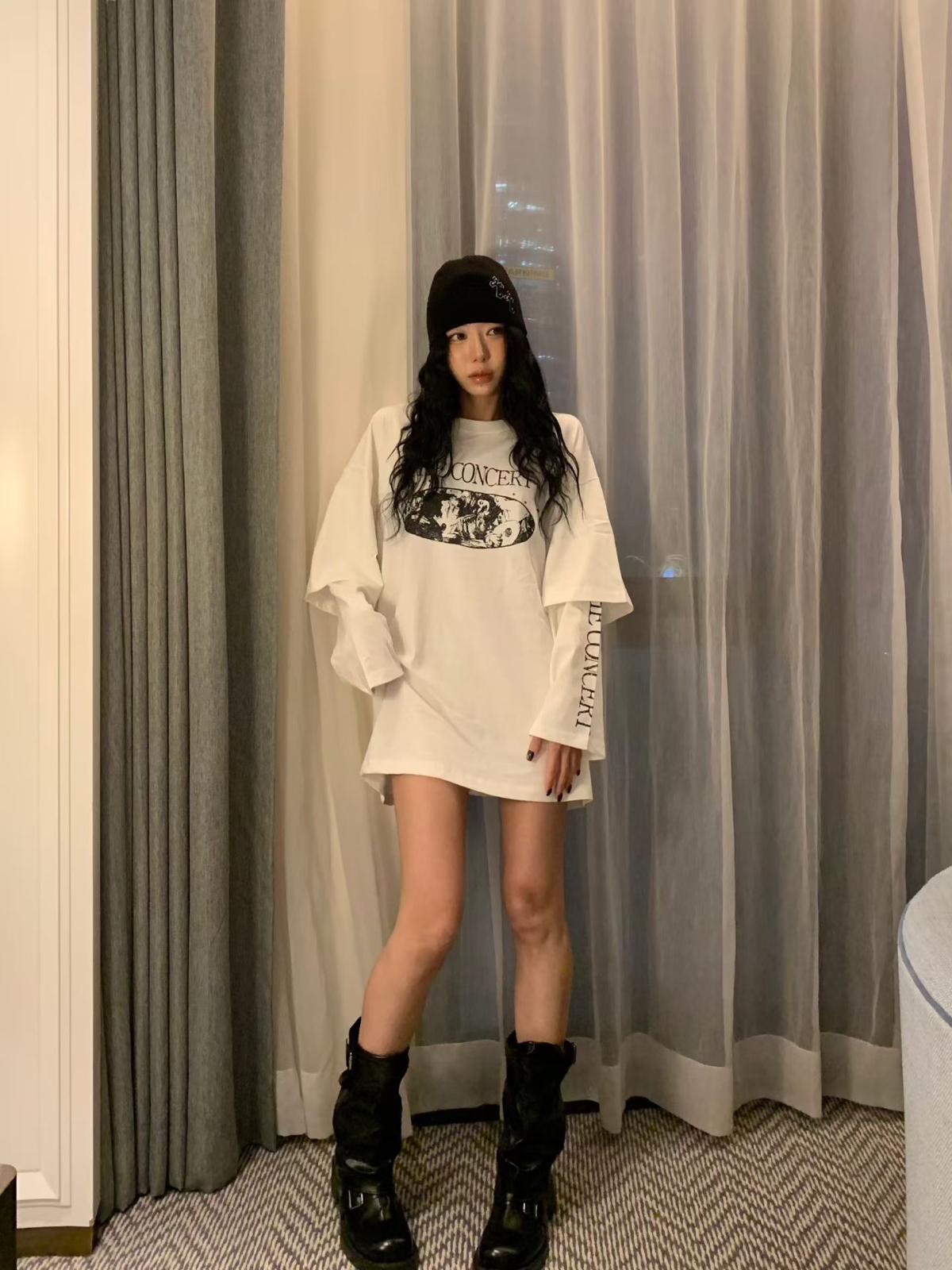 I73 假兩件Print Tee