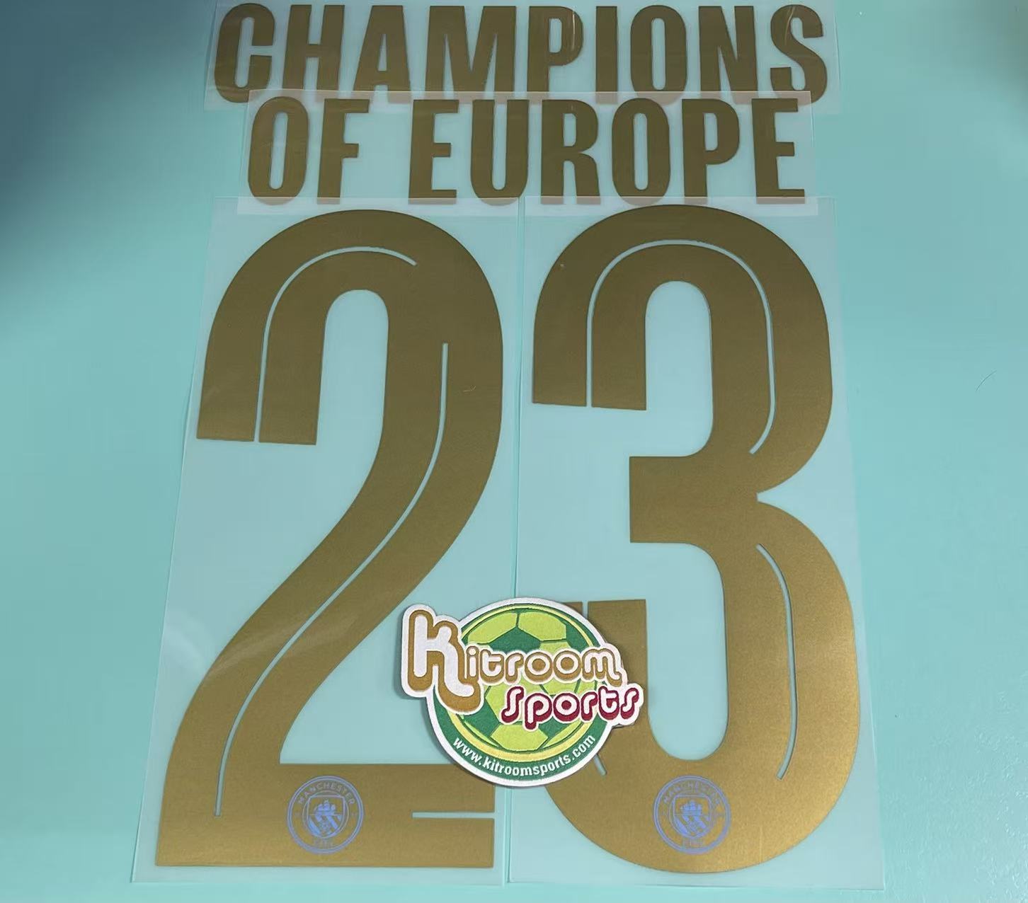 2023-24 Manchester City Home CHAMPIONS OF EUROPE 23 NAMESET