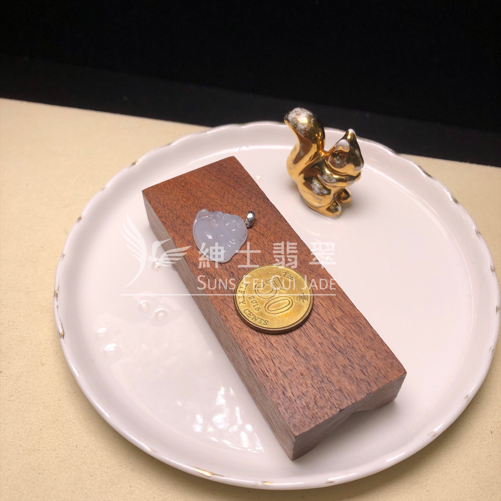YK00064 冰種佛公連18K金扣頭 