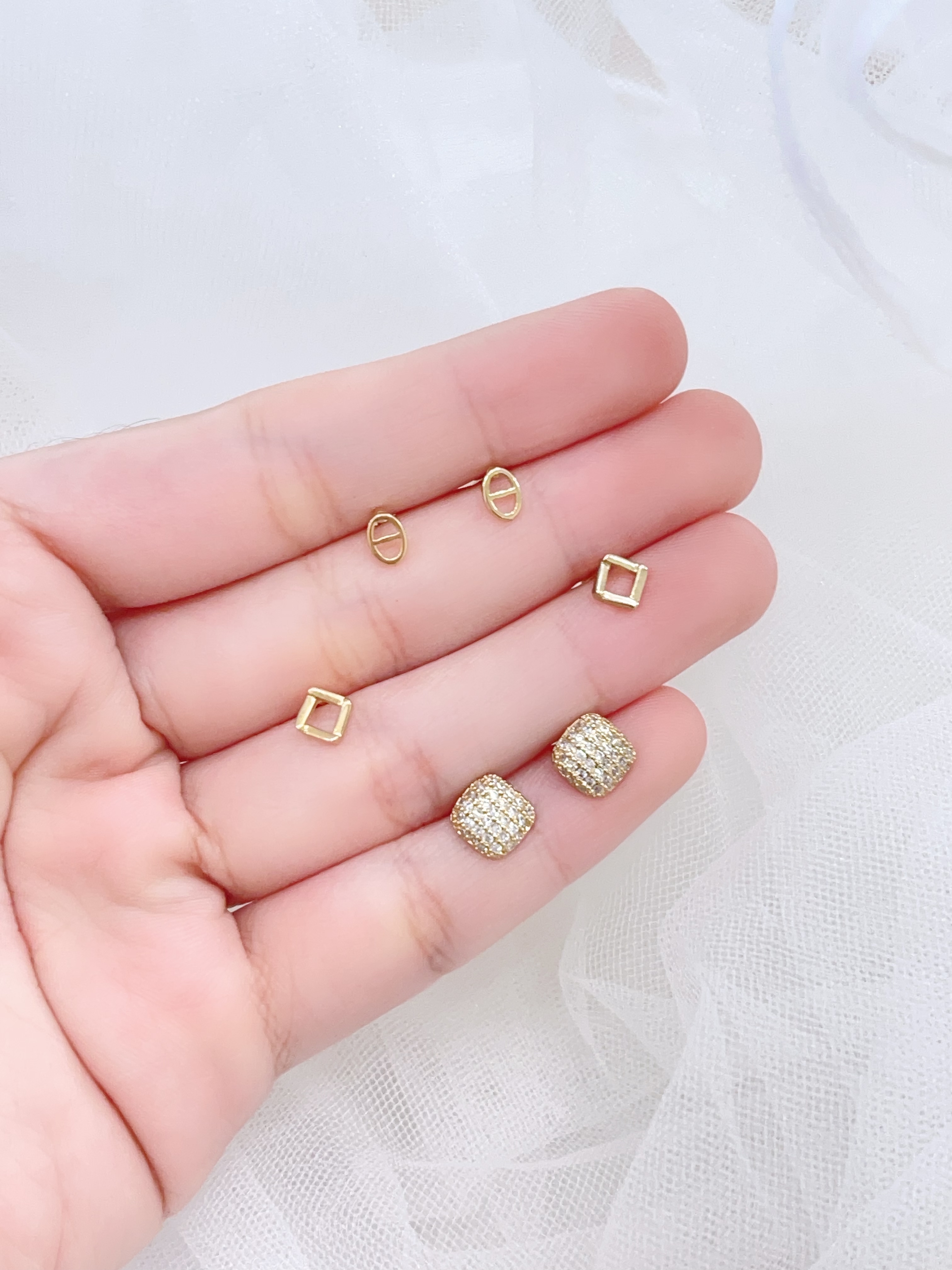 简约方形日常耳环套装