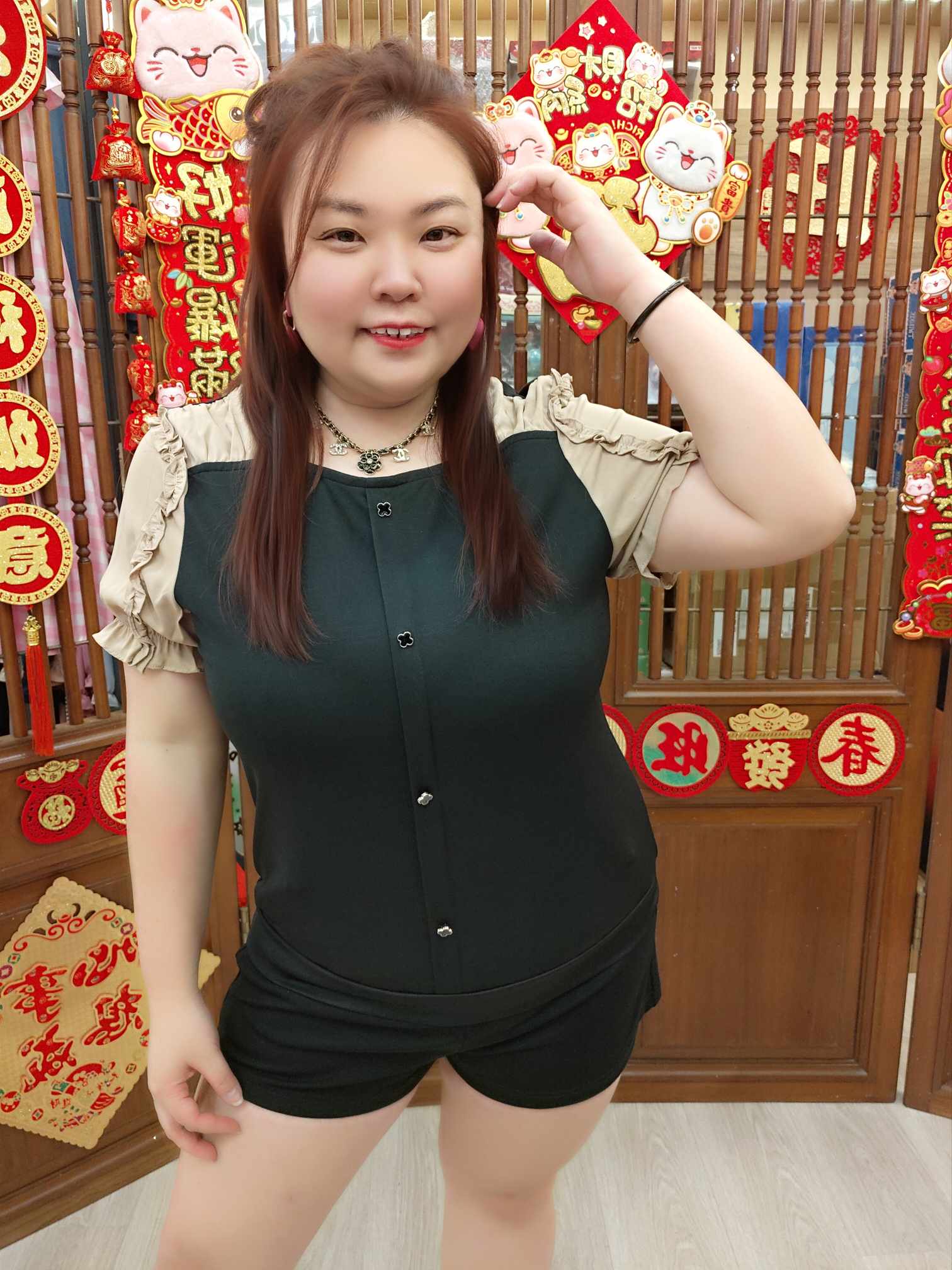 OTC04 23317 花边袖子上衣