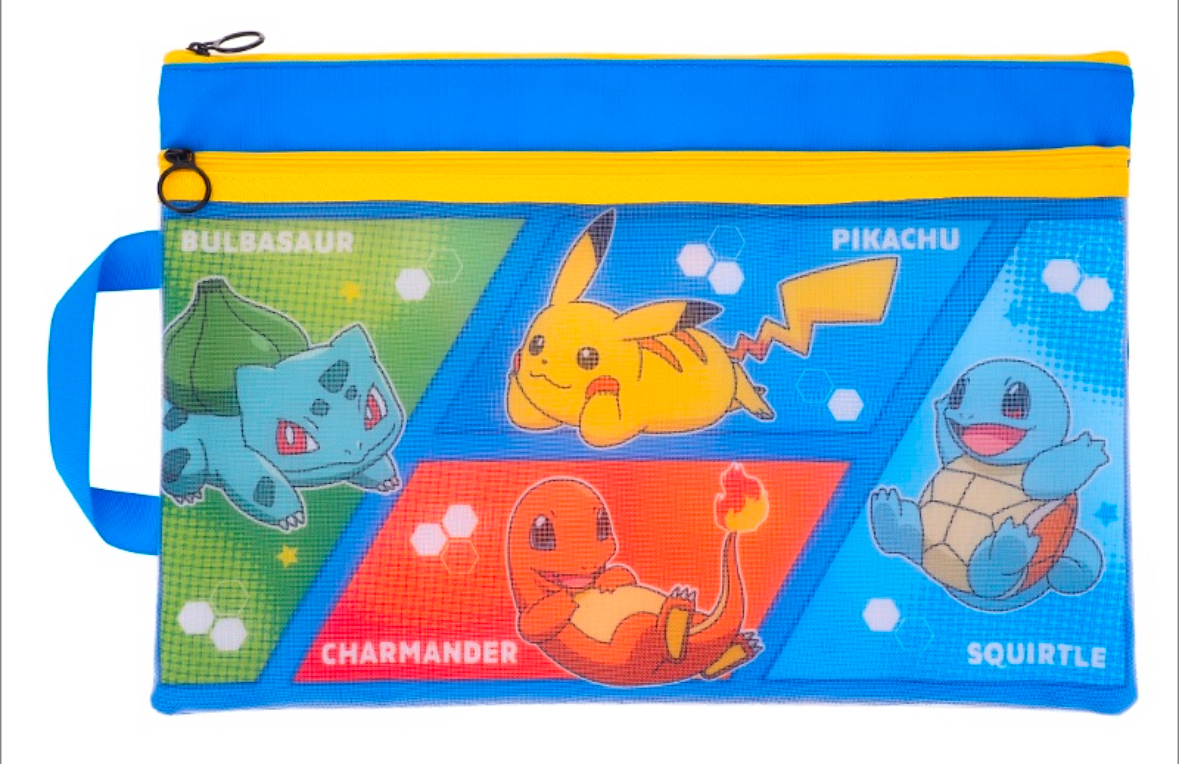 F4 雙拉鍊布文件袋連手挽(比卡超)